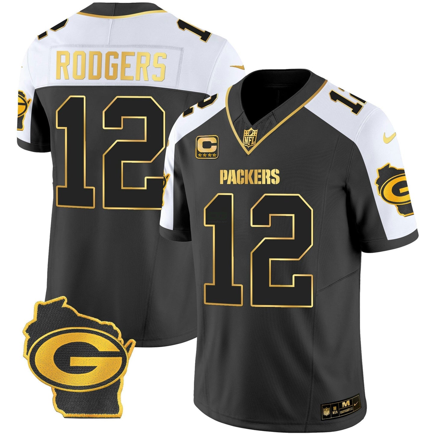 Camisa NFL Green Bay Packers Men’s Home Patch Dourada Vapor Jersey