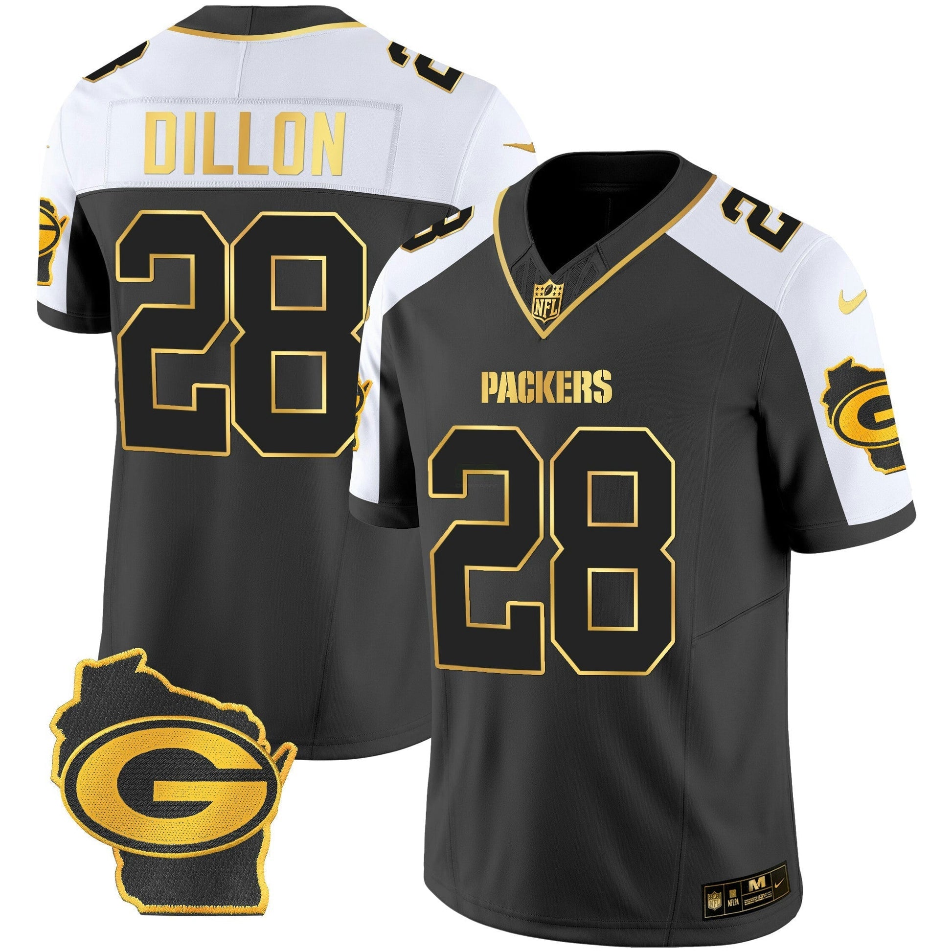 Camisa NFL Green Bay Packers Men’s Home Patch Dourada Vapor Jersey