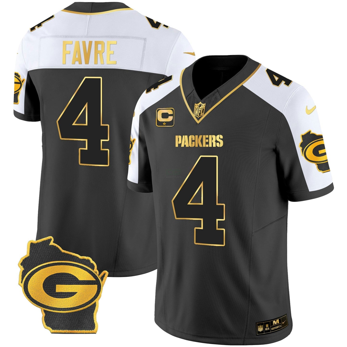 Camisa NFL Green Bay Packers Men’s Home Patch Dourada Vapor Jersey