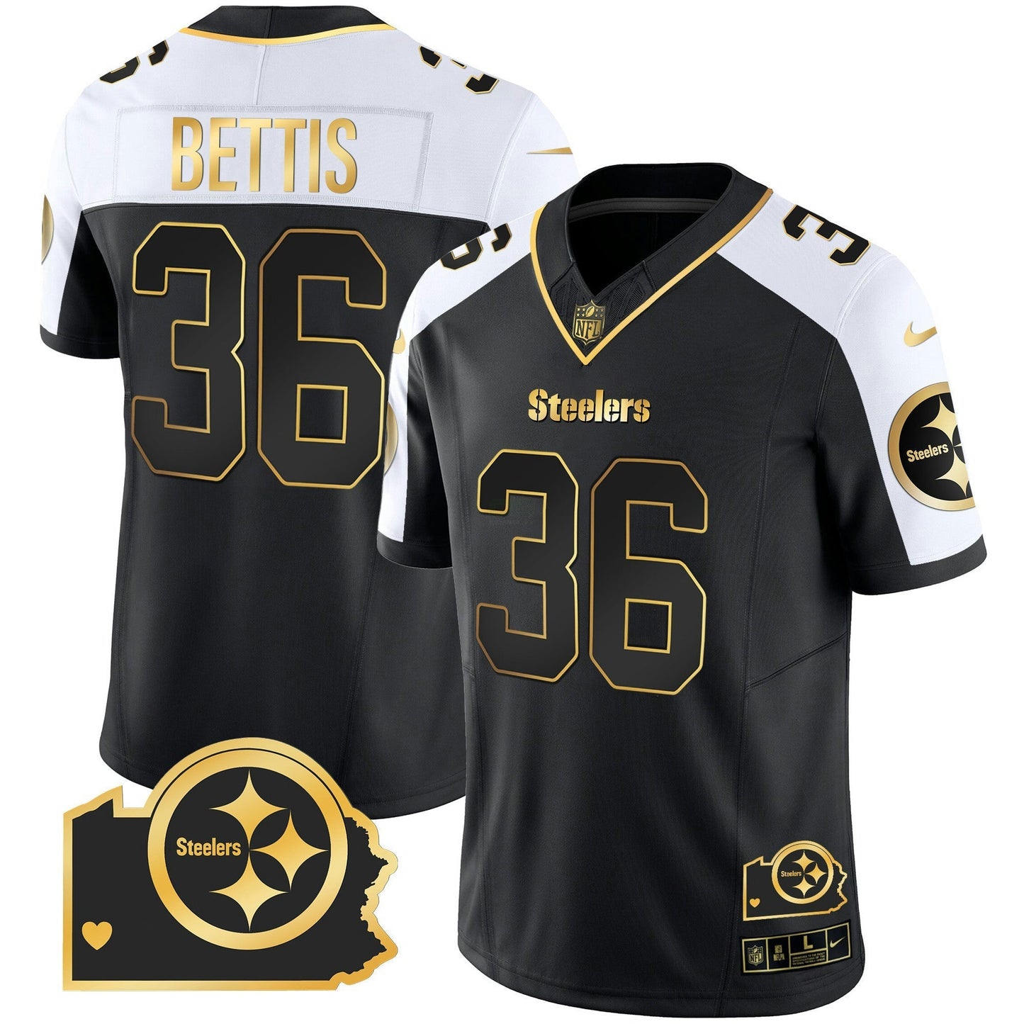 Camisa NFL Pittsburgh Steelers Men’s Home Patch Dourada Vapor Jersey