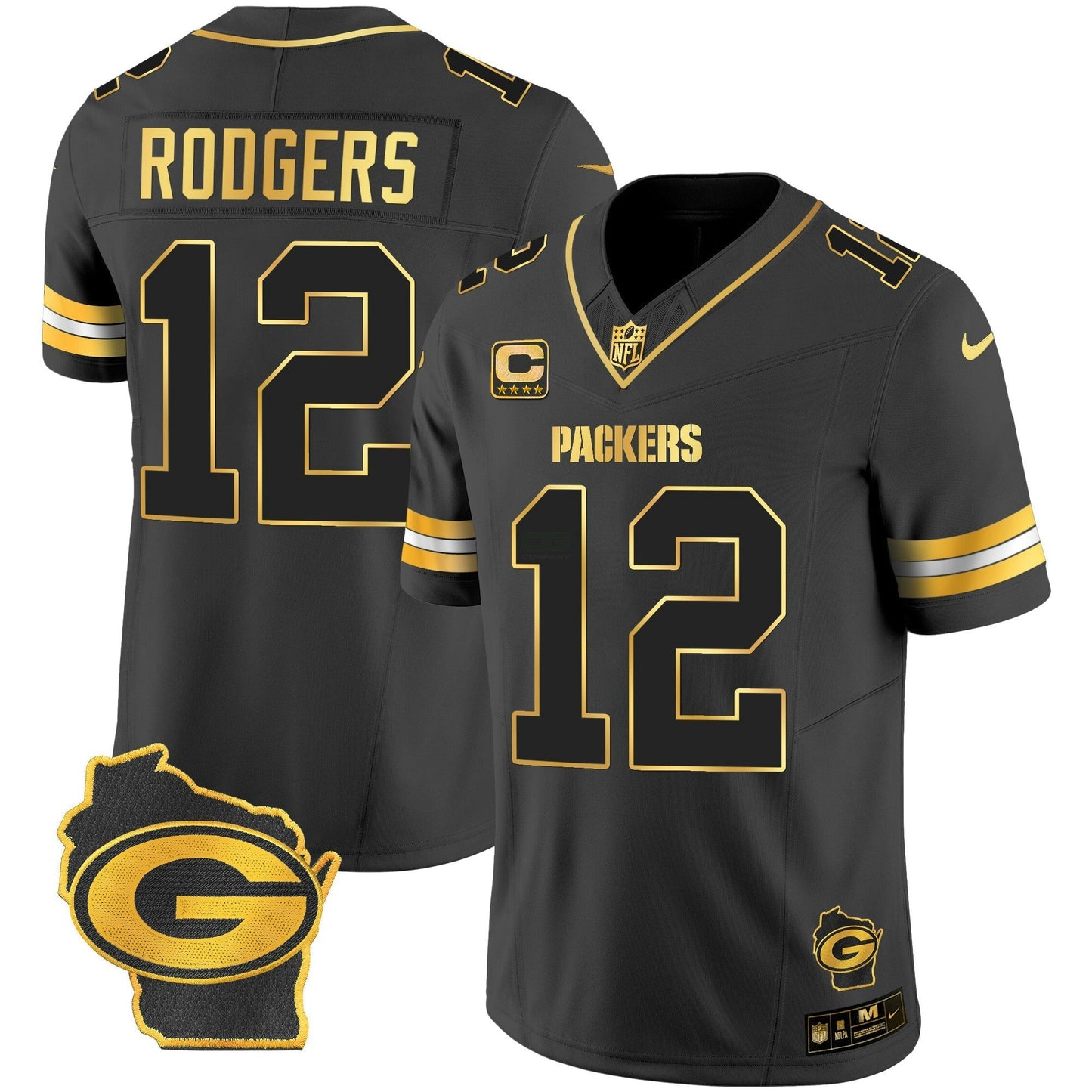 Camisa NFL Green Bay Packers Men’s Home Patch Dourada Vapor Jersey