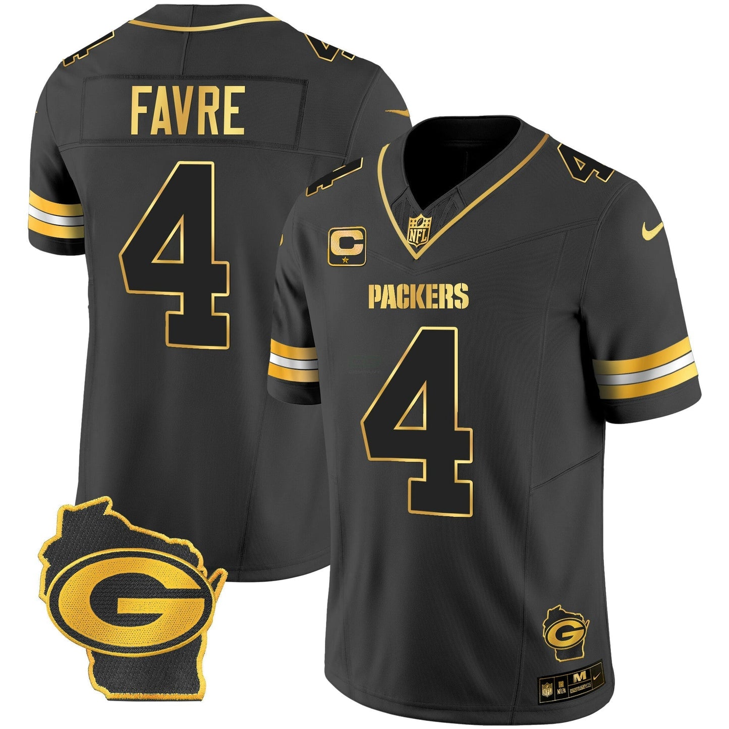 Camisa NFL Green Bay Packers Men’s Home Patch Dourada Vapor Jersey