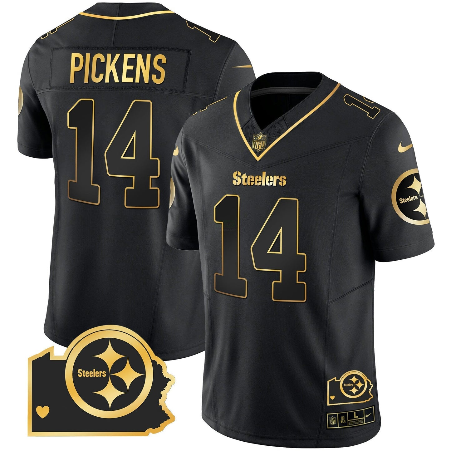Camisa NFL Pittsburgh Steelers Men’s Home Patch Dourada Vapor Jersey