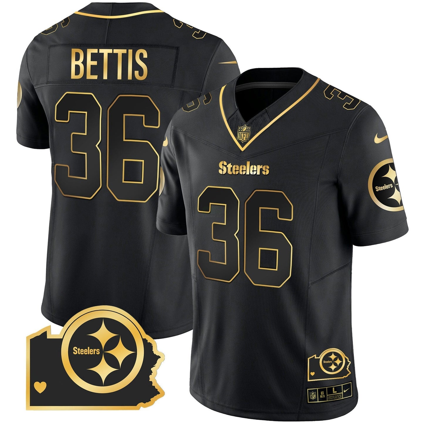 Camisa NFL Pittsburgh Steelers Men’s Home Patch Dourada Vapor Jersey