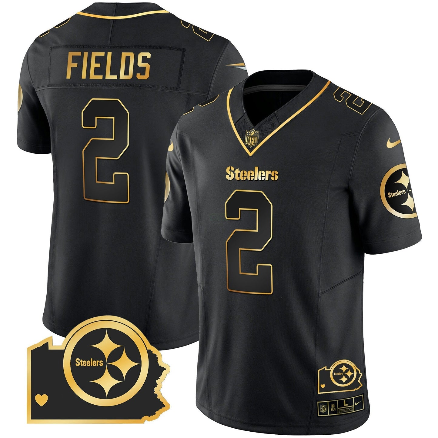 Camisa NFL Pittsburgh Steelers Men’s Home Patch Dourada Vapor Jersey