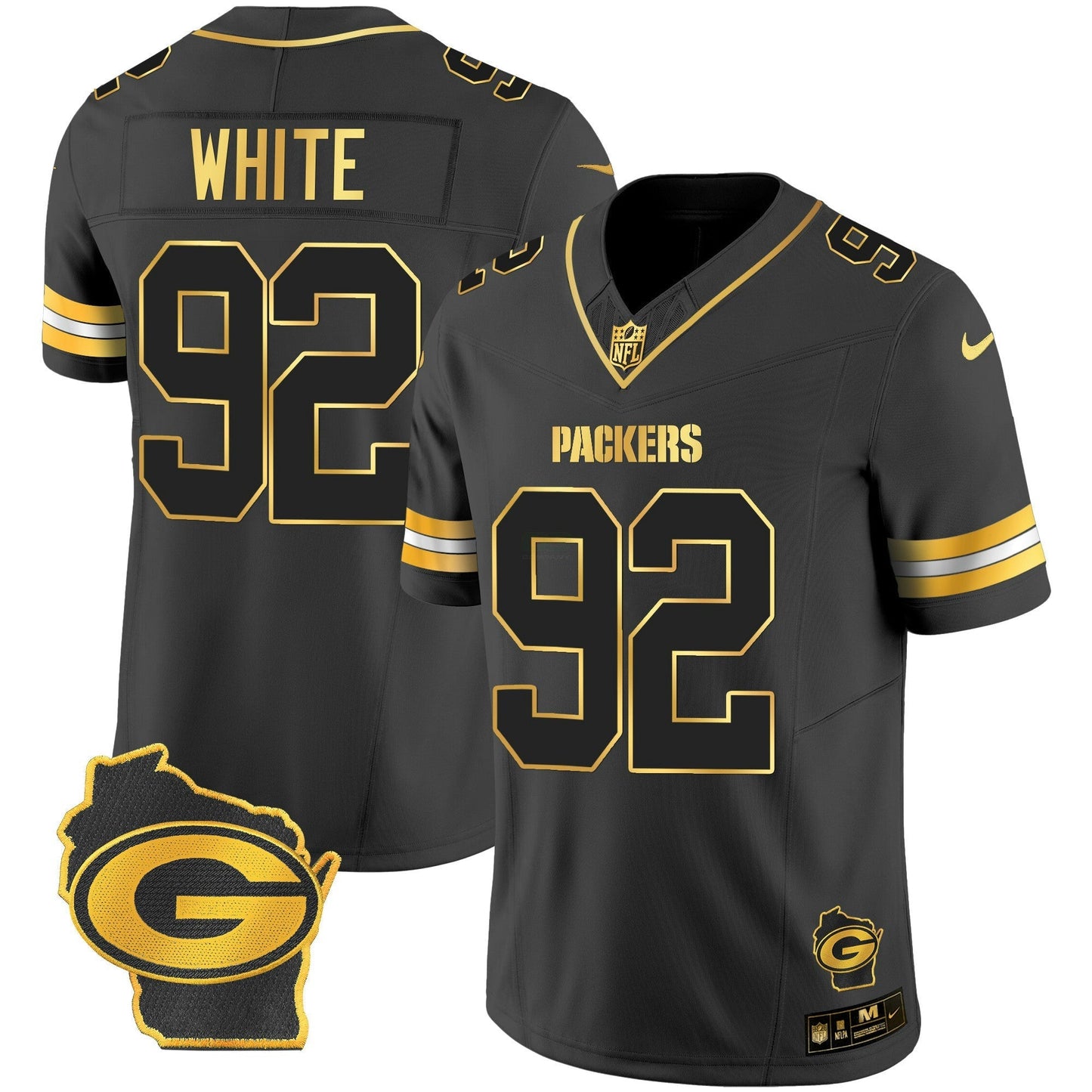 Camisa NFL Green Bay Packers Men’s Home Patch Dourada Vapor Jersey