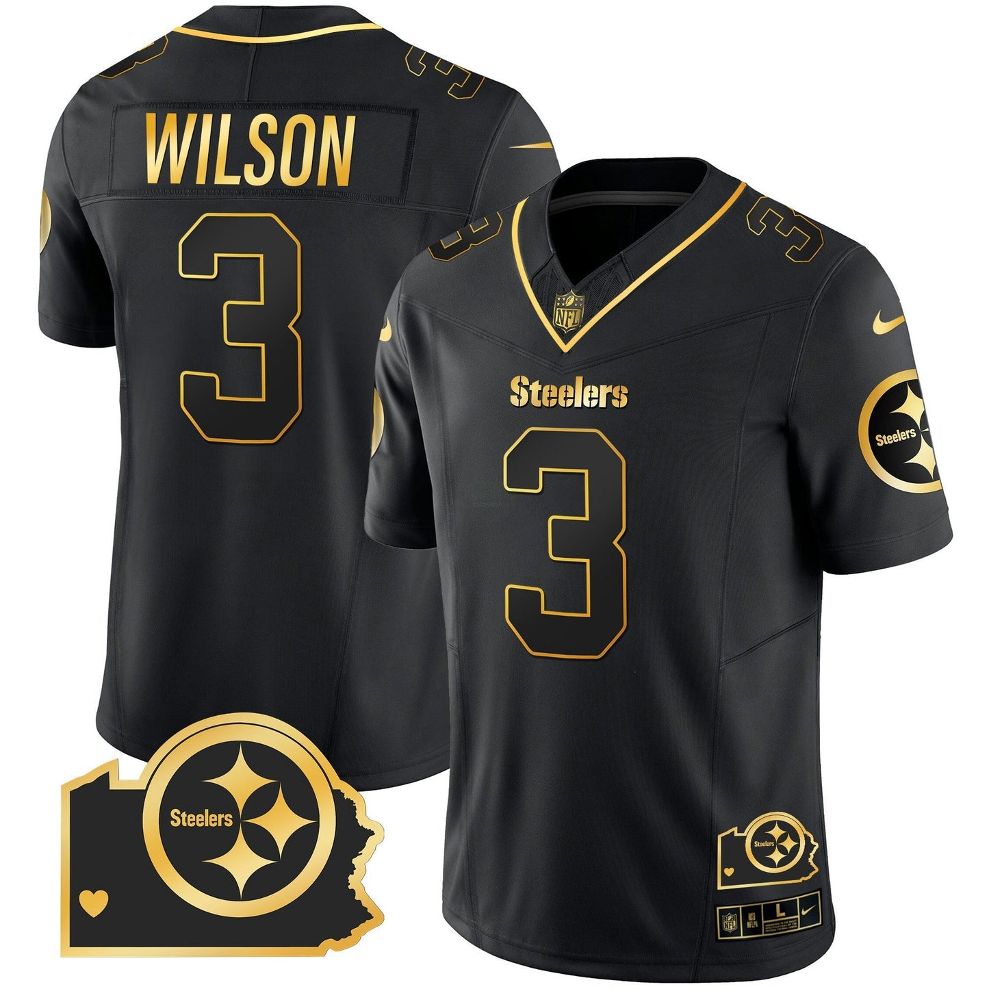 Camisa NFL Pittsburgh Steelers Men’s Home Patch Dourada Vapor Jersey