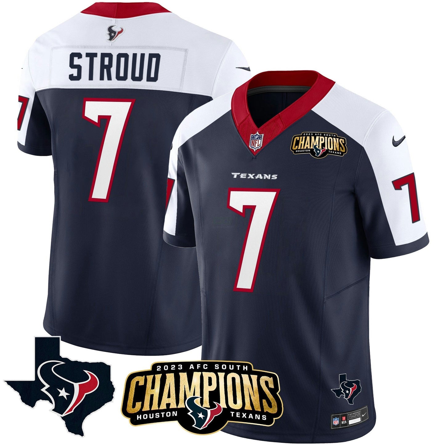 Camisa NFL Men’s Houston 2023 AFC South Champions Patch Vapor Jersey