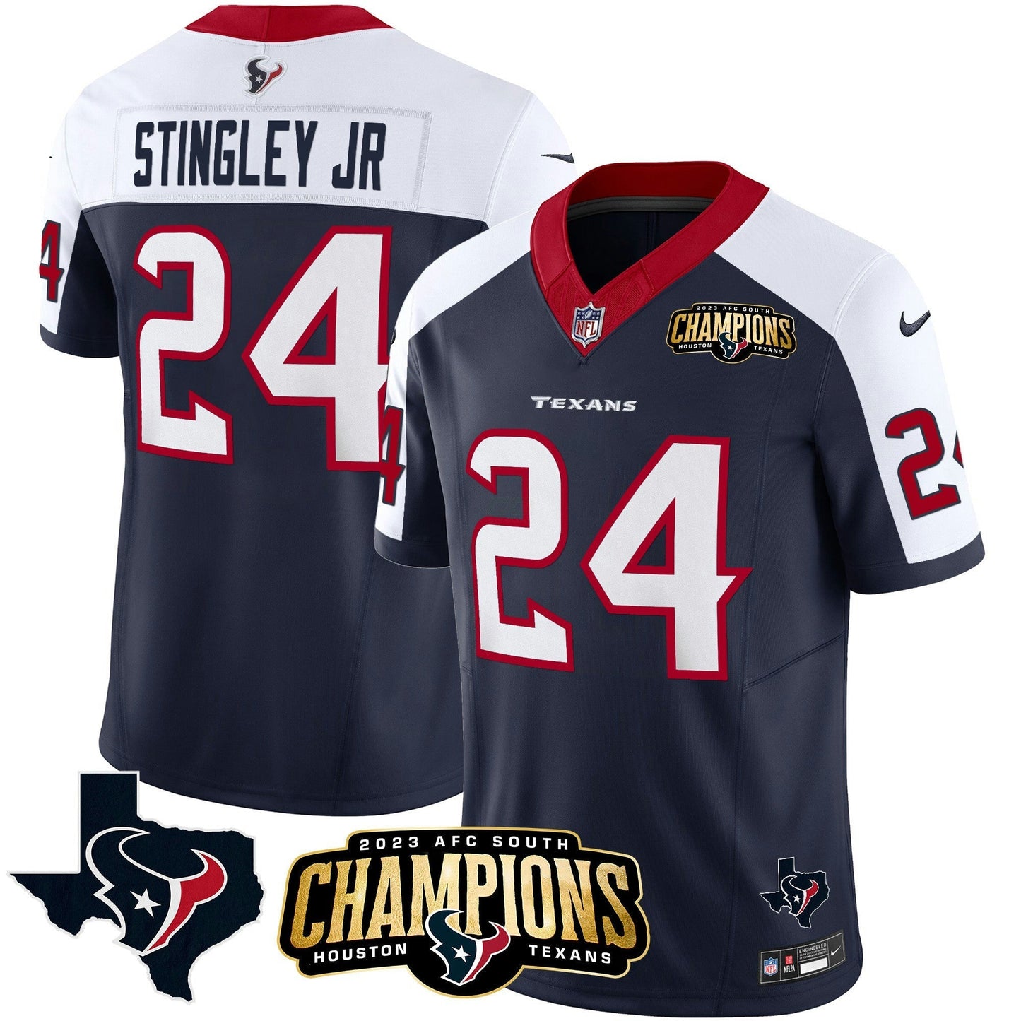 Camisa NFL Men’s Houston 2023 AFC South Champions Patch Vapor Jersey