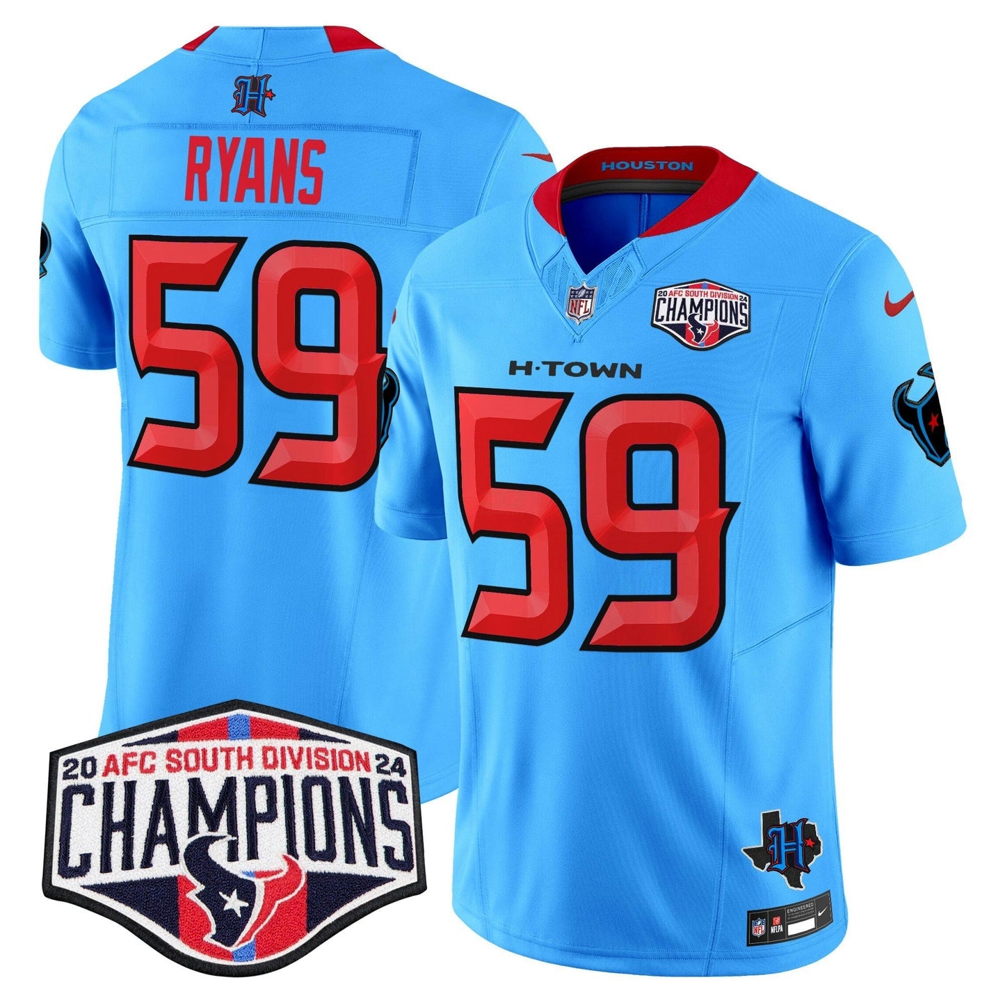 Camisa NFL Men’s Houston 2024 AFC South Division Champions Patch Vapor Limited Jersey
