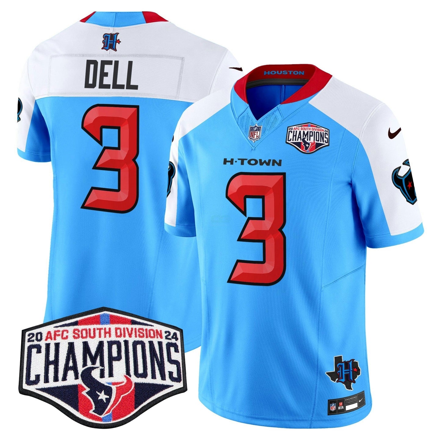 Camisa NFL Men’s Houston 2024 AFC South Division Champions Patch Vapor Limited Jersey
