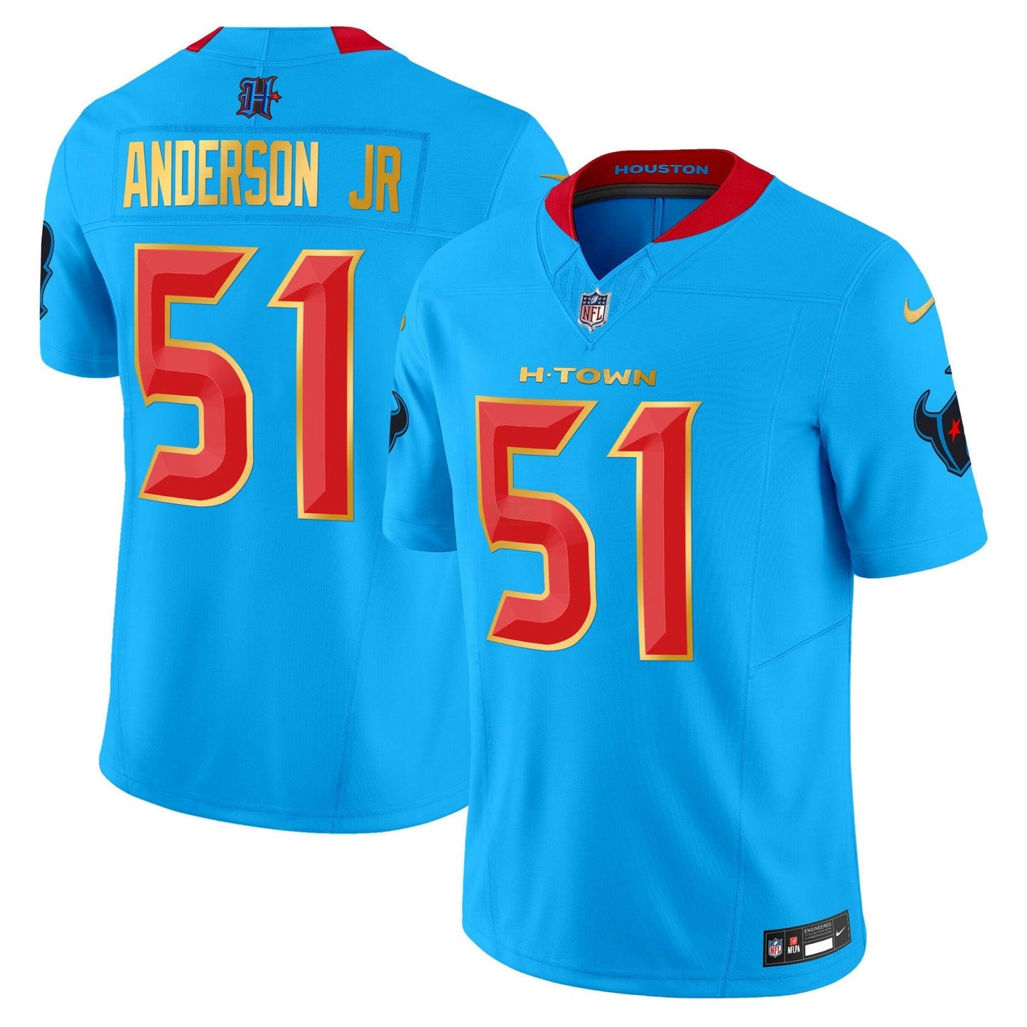 Camisa NFL Men’s Houston 2024 Dourada Trim Vapor Limited Jersey