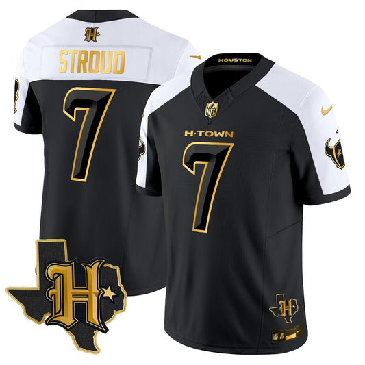 Camisa NFL Men’s Houston 2024 Texas Patch Dourada Vapor Limited Jersey