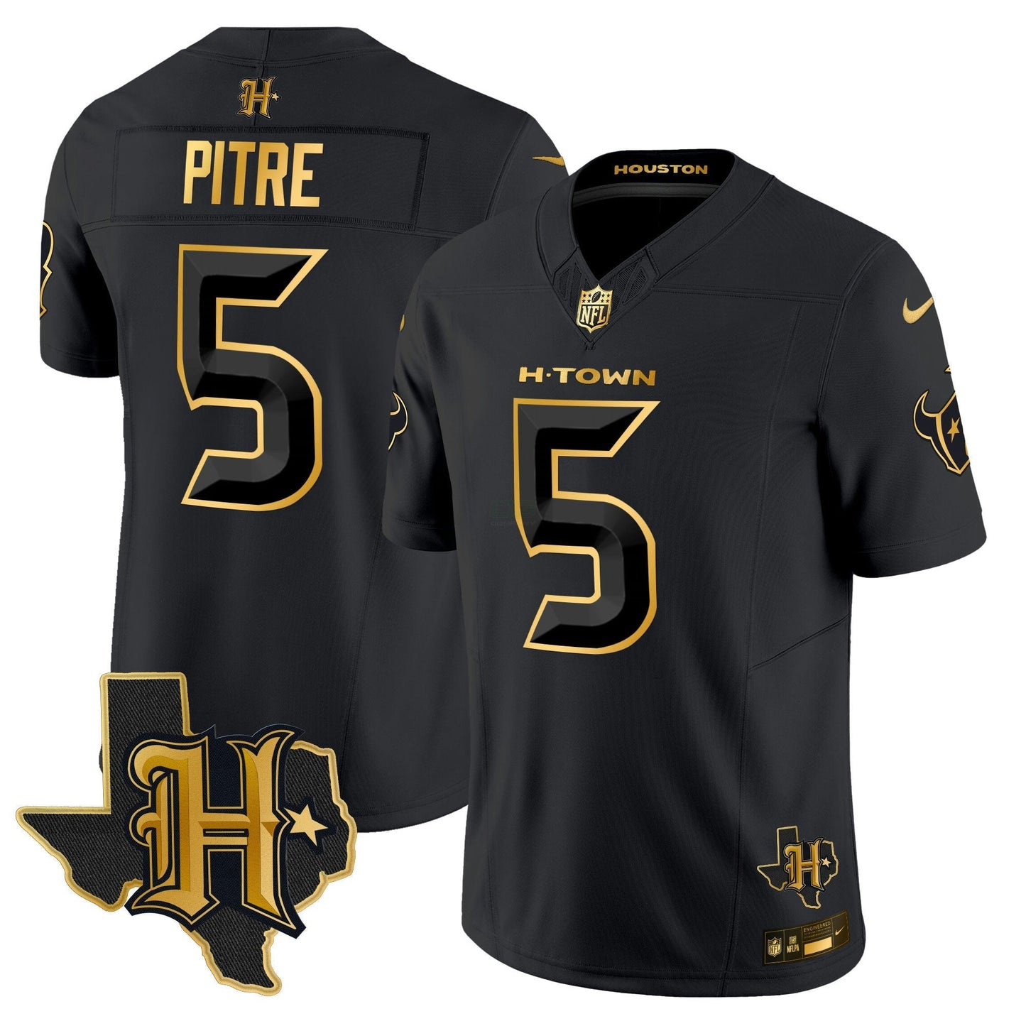 Camisa NFL Men’s Houston 2024 Texas Patch Dourada Vapor Limited Jersey