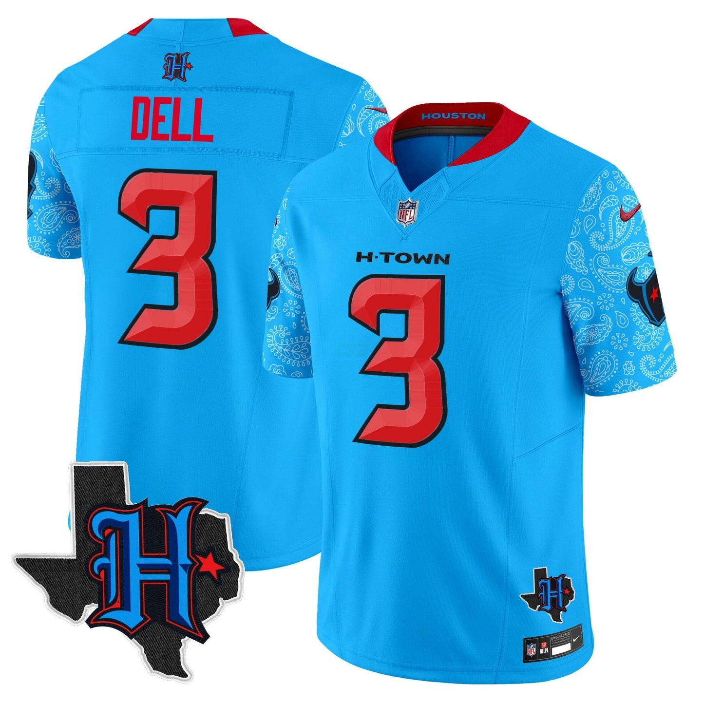 Camisa NFL Men’s Houston 2024 Texas Patch Vapor Limited Jersey V4