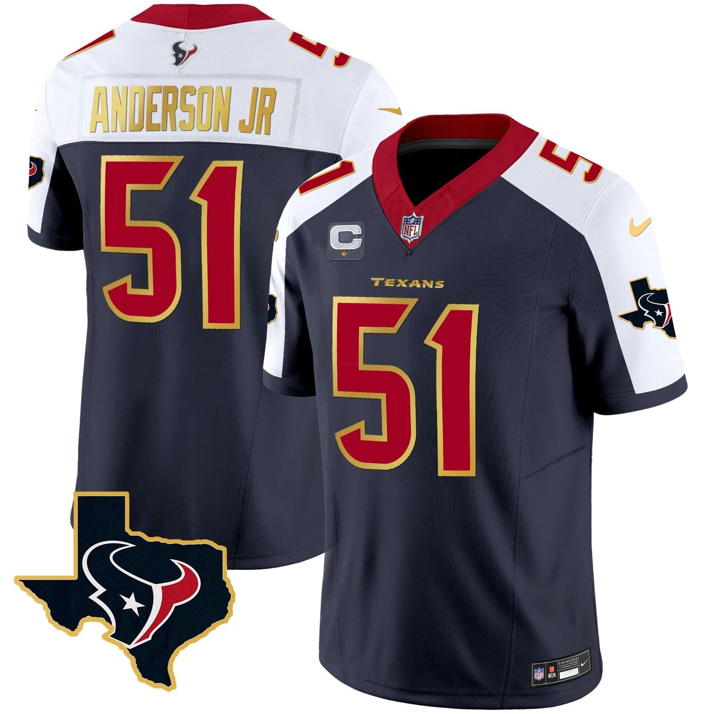 Camisa NFL Men’s Houston Gold Trim Vapor Jersey