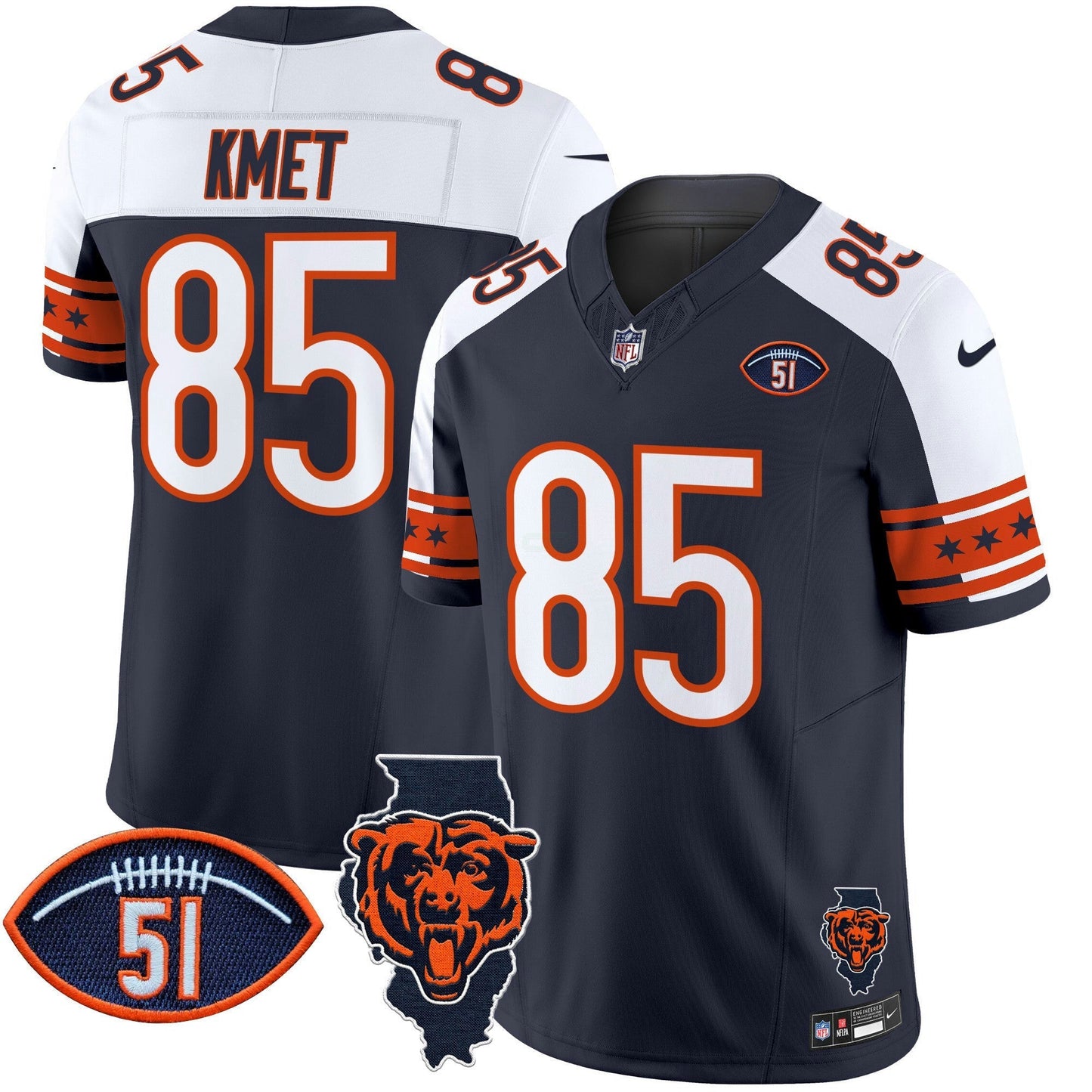 Camisa NFL Men’s Illinois & Dick Butkus Patch Vapor Limited Jersey