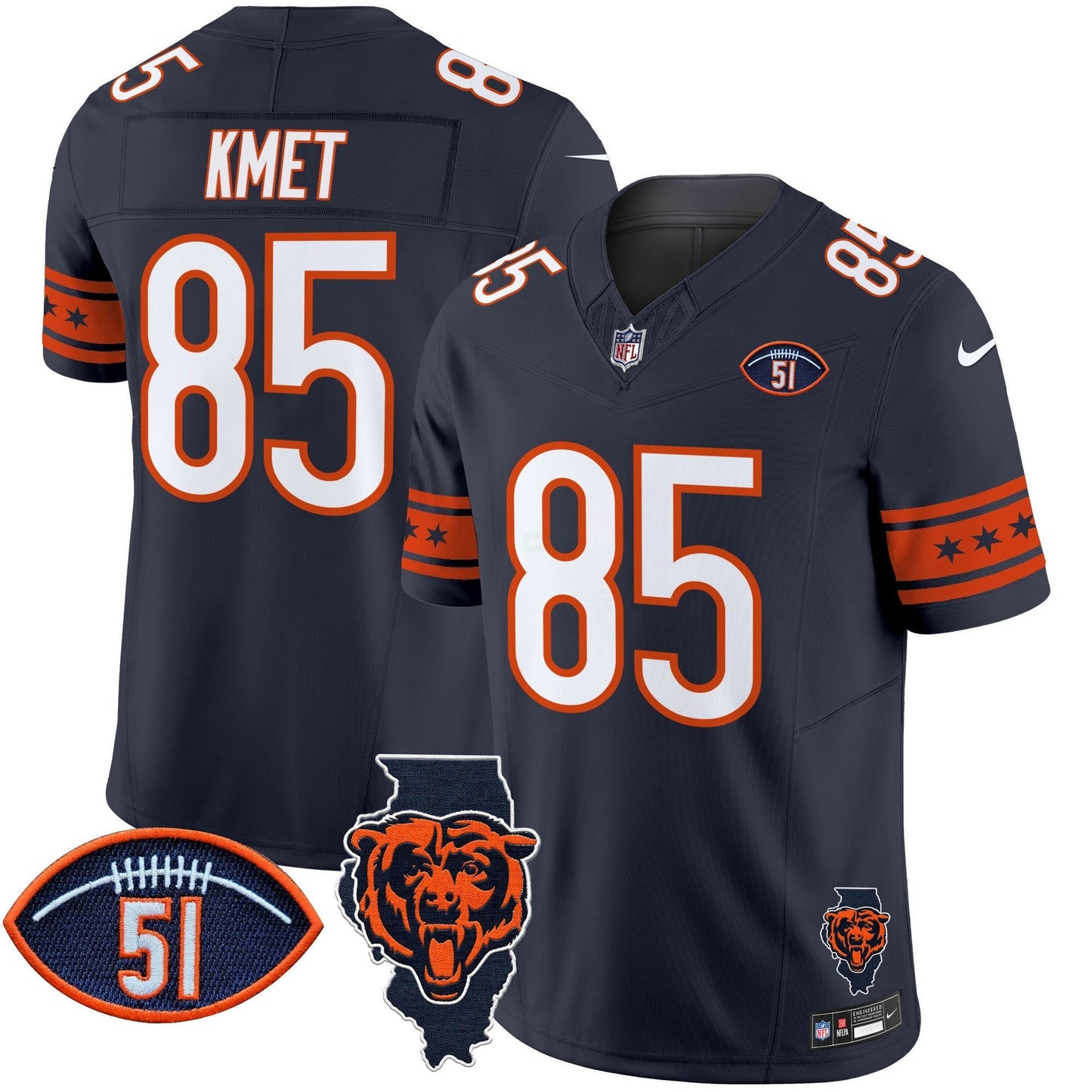 Camisa NFL Men’s Illinois & Dick Butkus Patch Vapor Limited Jersey
