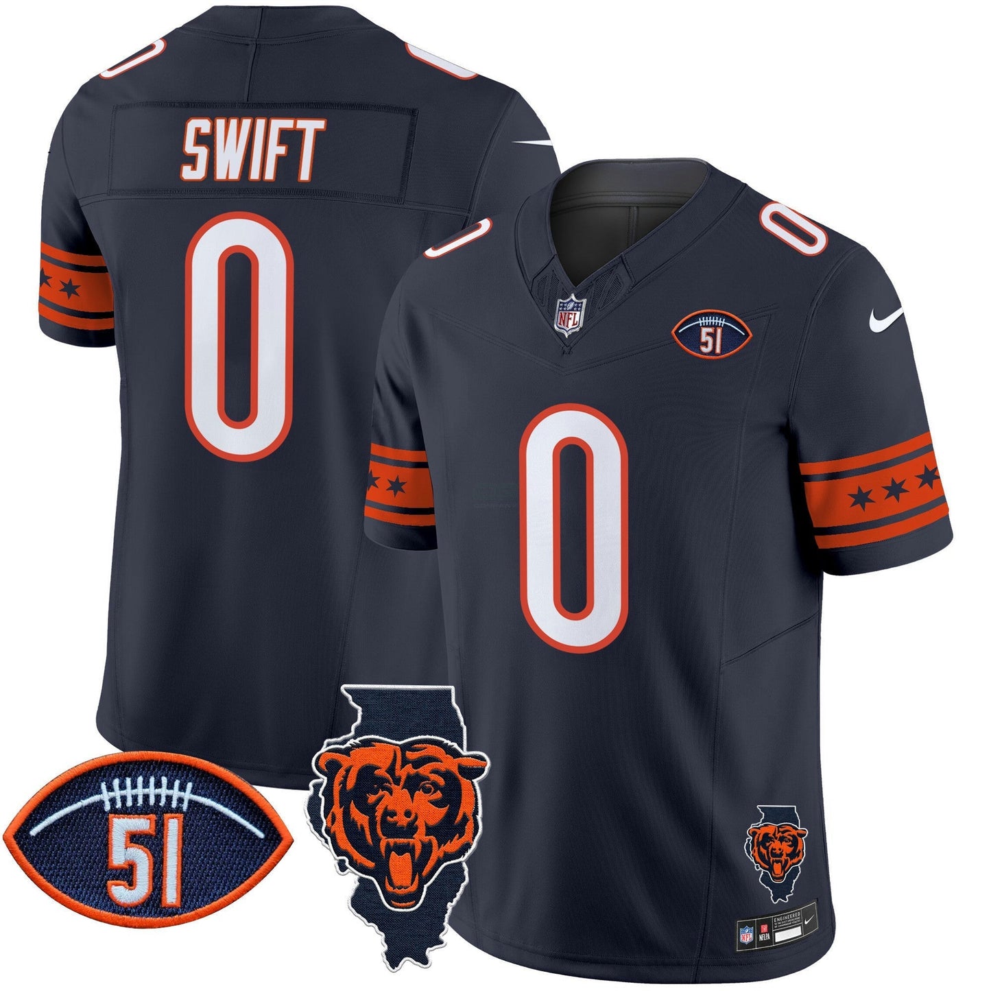 Camisa NFL Men’s Illinois & Dick Butkus Patch Vapor Limited Jersey