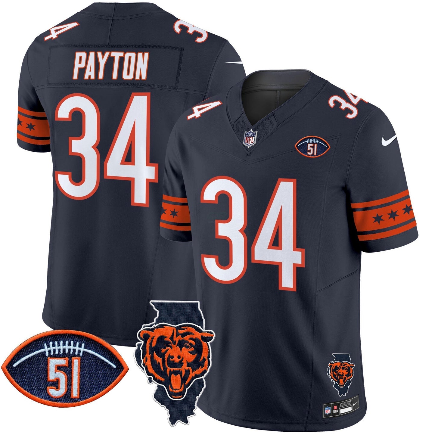 Camisa NFL Men’s Illinois & Dick Butkus Patch Vapor Limited Jersey