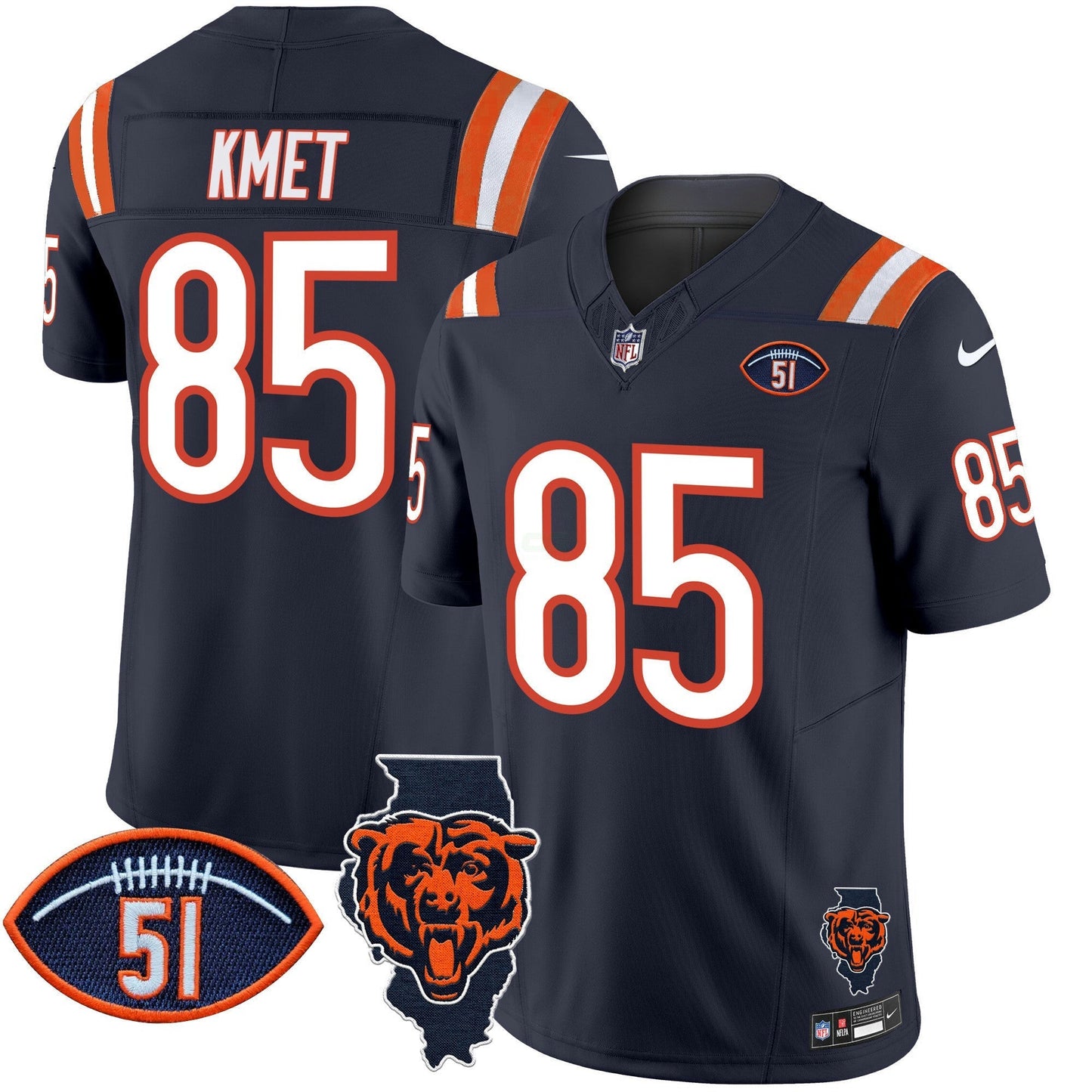Camisa NFL Men’s Illinois Patch Vapor Limited Jersey V2