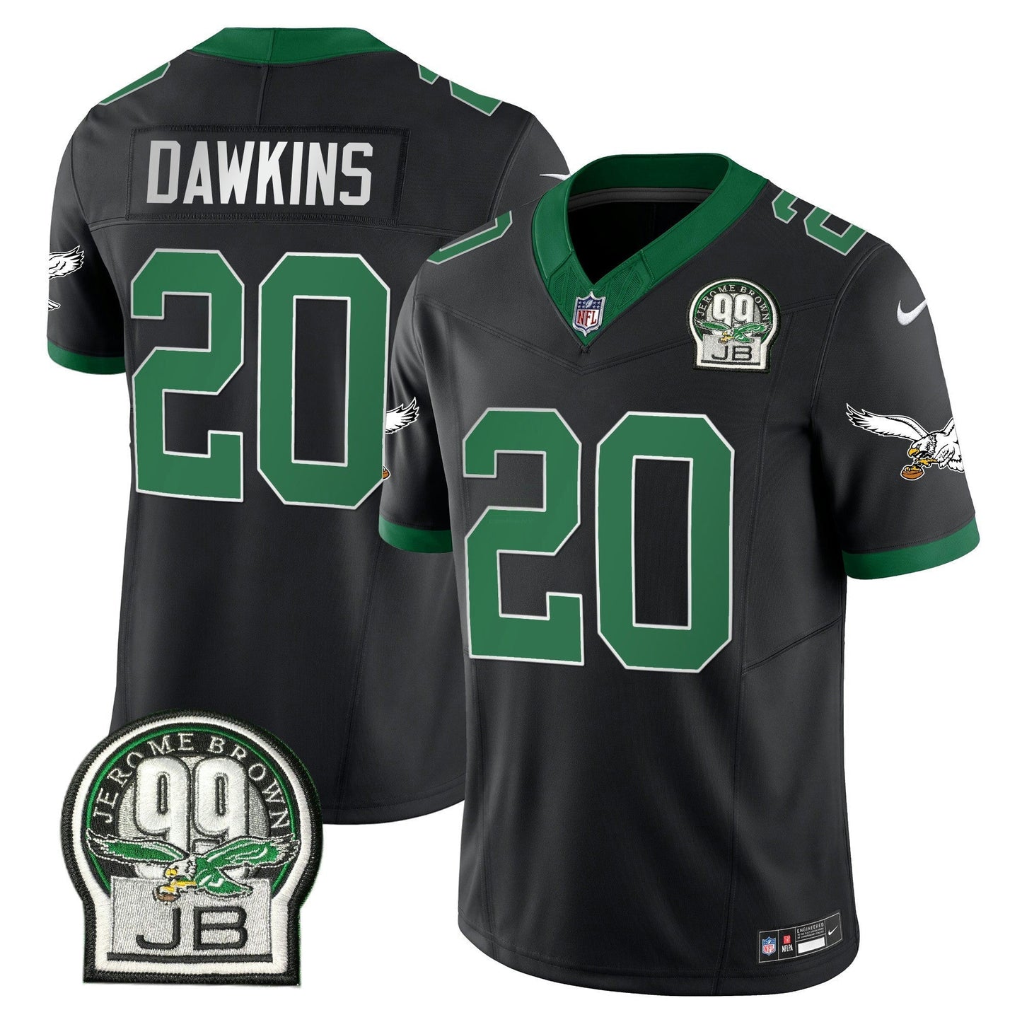 Camisa NFL Men’s Jerome Brown Patch Kelly Green Alternativa Jersey