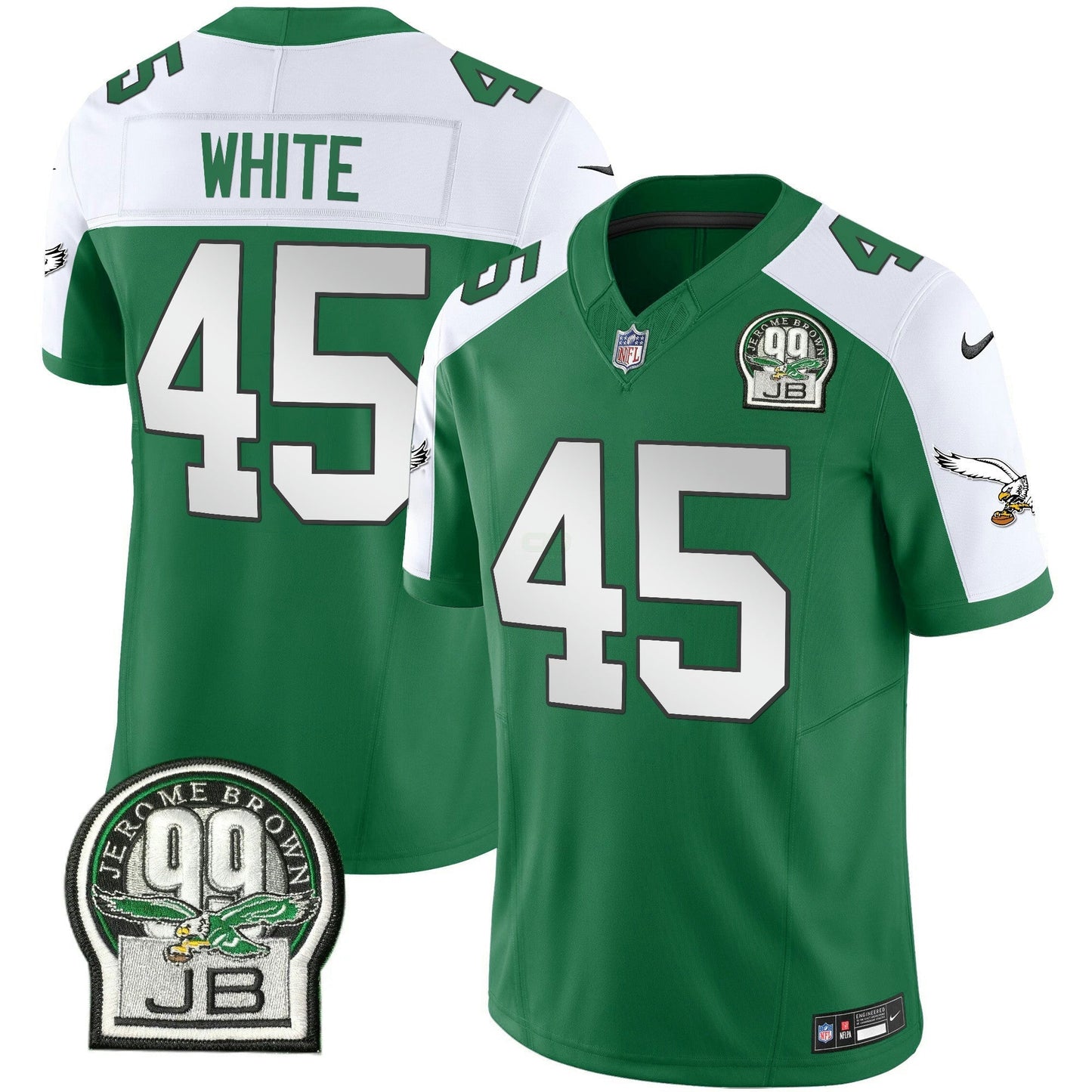 Camisa NFL Men’s Jerome Brown Patch Kelly Green Alternativa Jersey V2