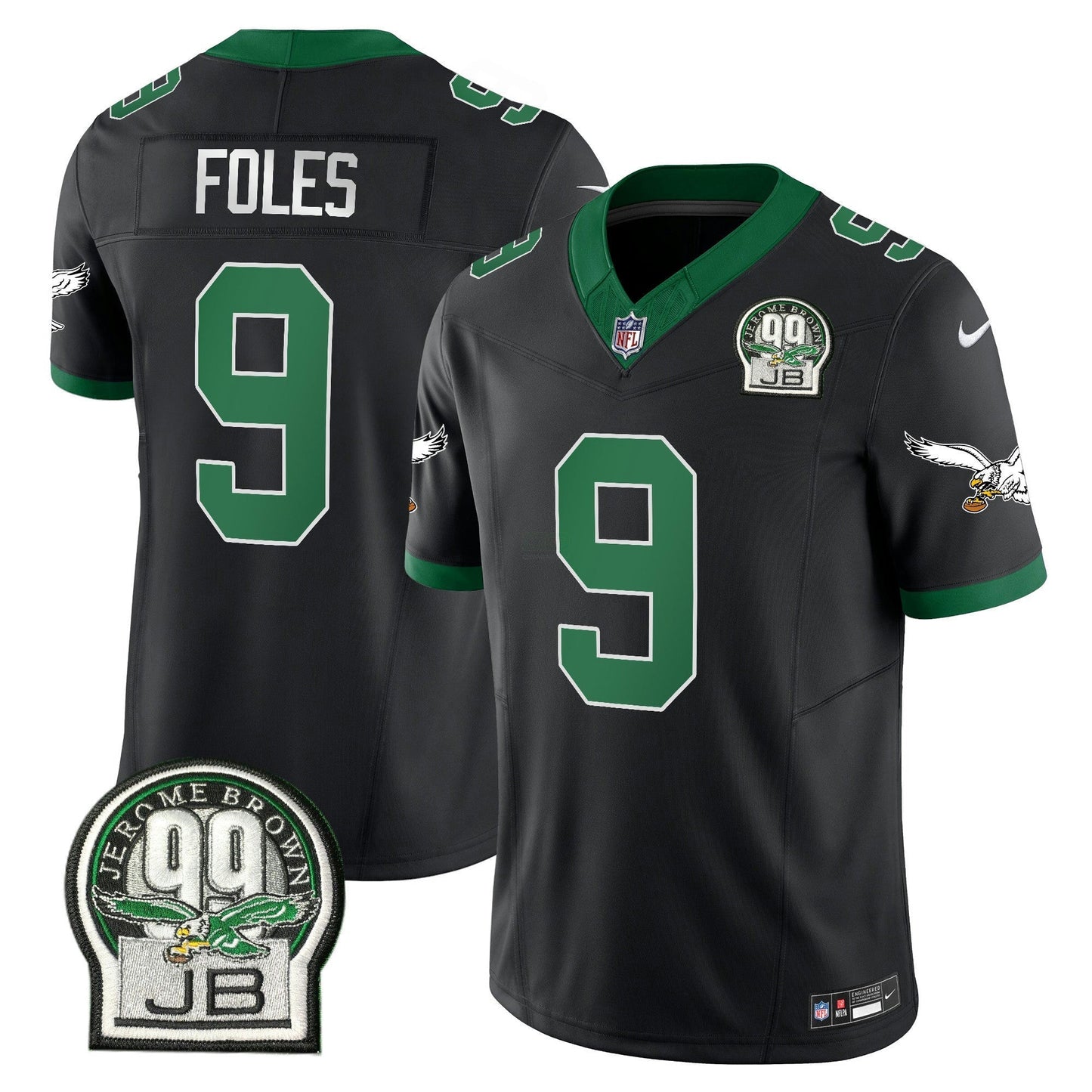 Camisa NFL Men’s Jerome Brown Patch Kelly Green Alternativa Jersey V2