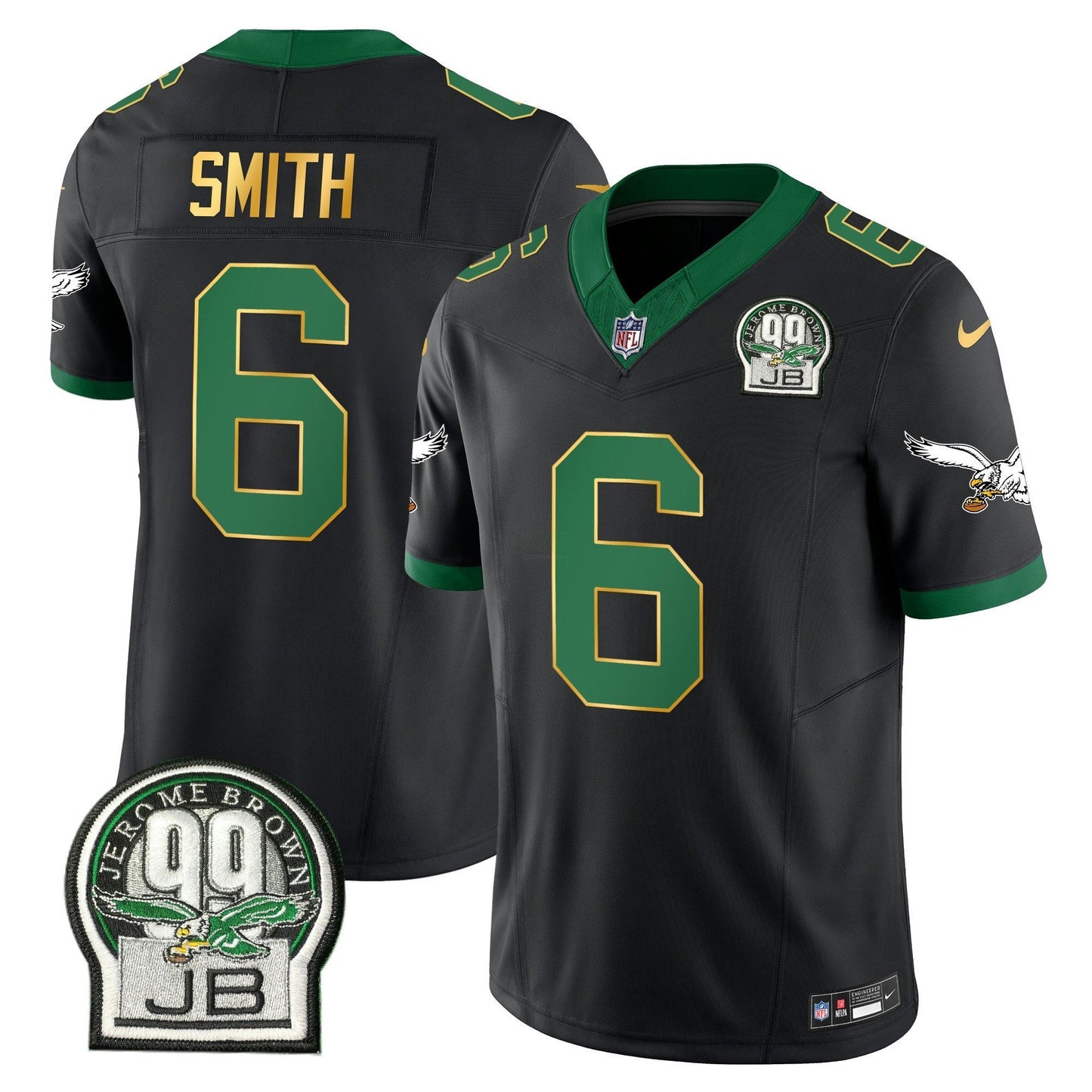 Camisa NFL Men’s Jerome Brown Patch Kelly Verde Dourada Trim Jersey