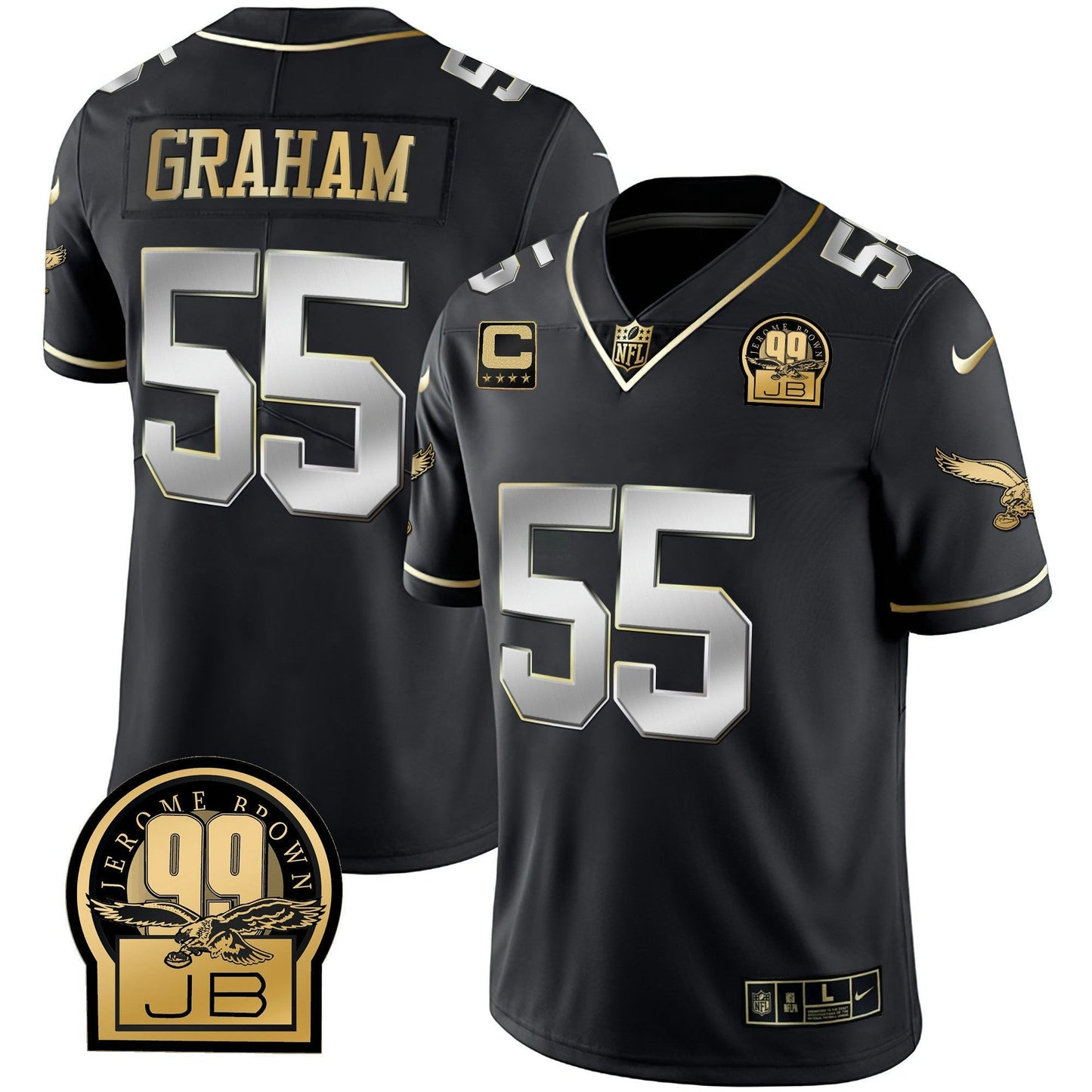 Camisa NFL Men’s Jerome Brown Retired Patch Dourada & Kelly Jersey