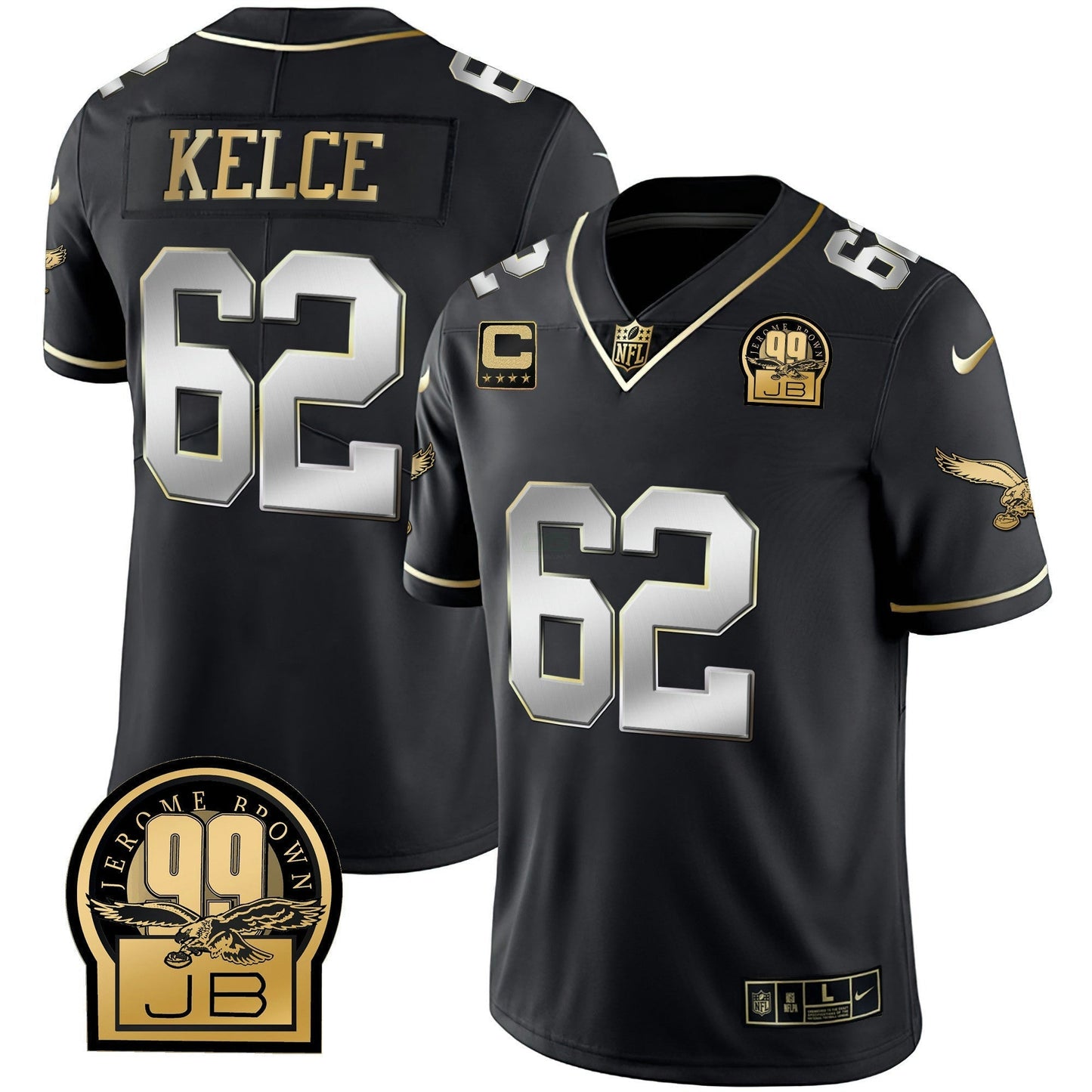 Camisa NFL Men’s Jerome Brown Retired Patch Dourada & Kelly Jersey