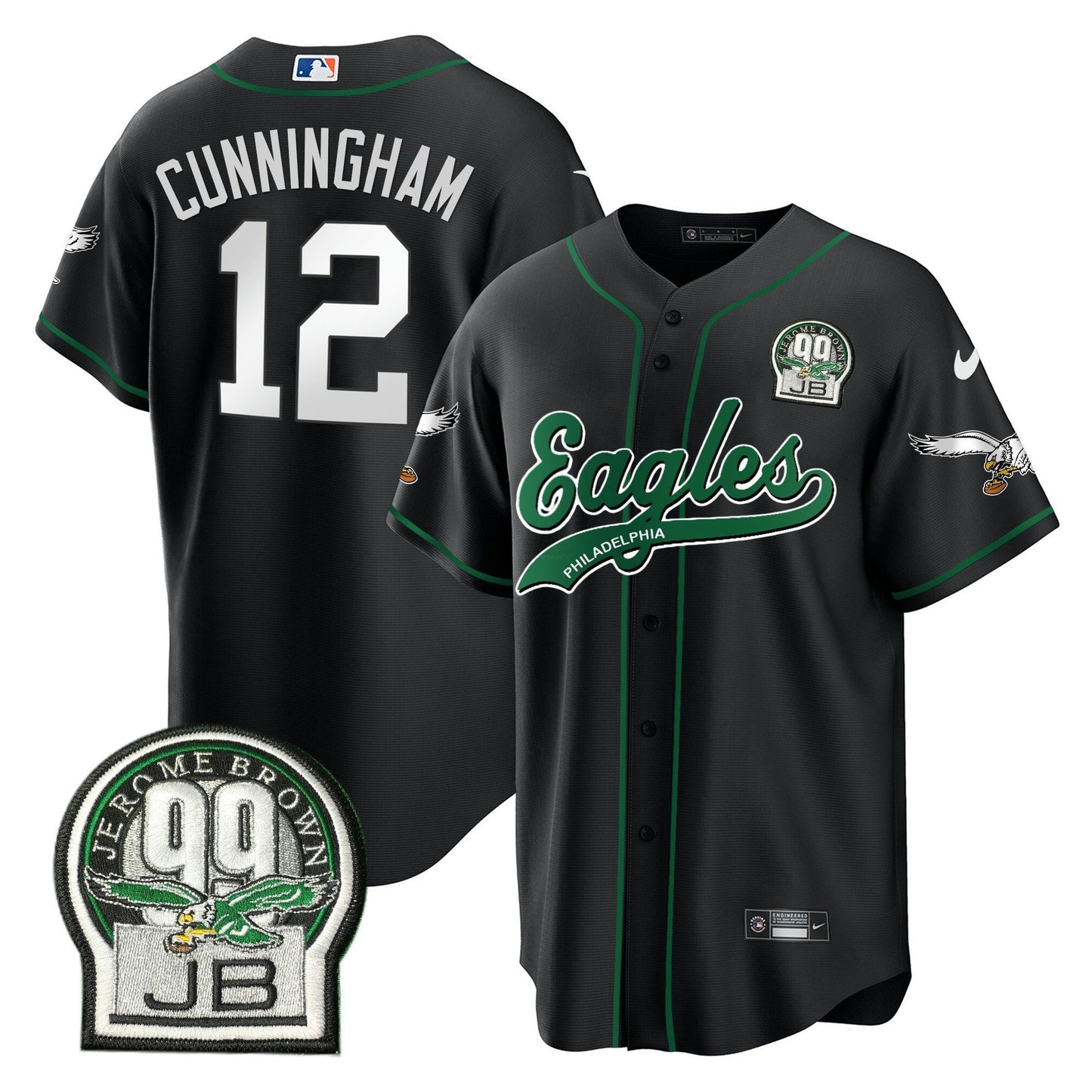 Camisa NFL Men’s Jerome Brown Retired Patch Kelly Green Jersey