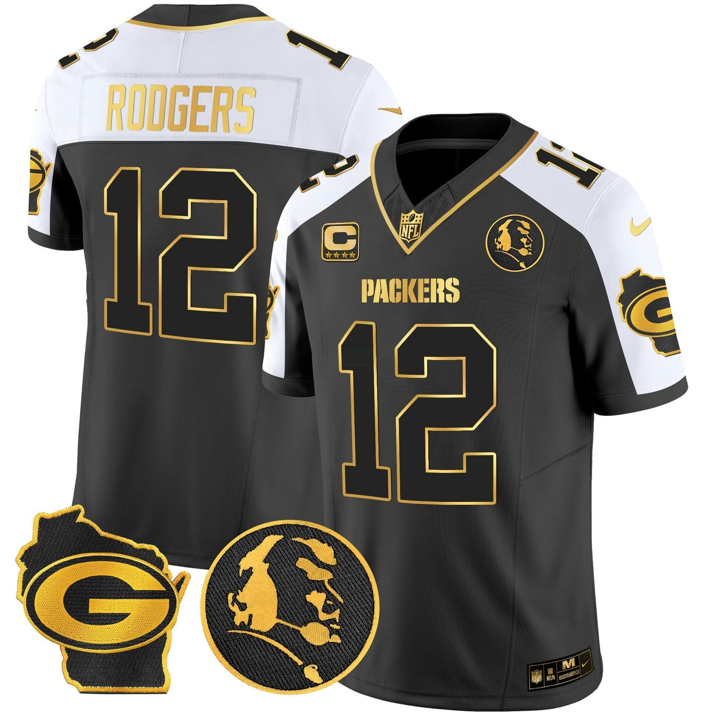 Camisa NFL Men’s John Madden & Home Patch Dourada Vapor Limited Jersey
