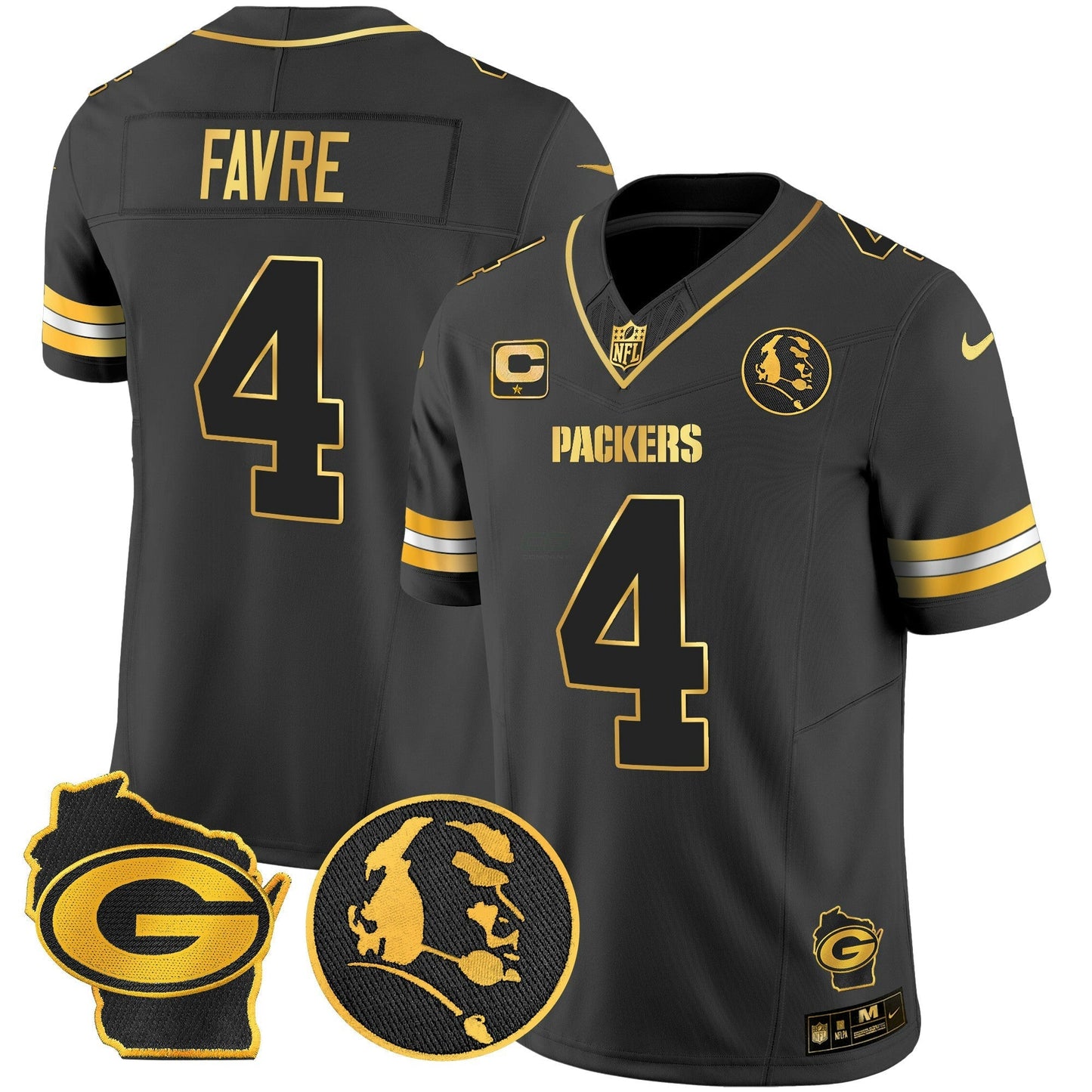 Camisa NFL Men’s John Madden & Home Patch Dourada Vapor Limited Jersey