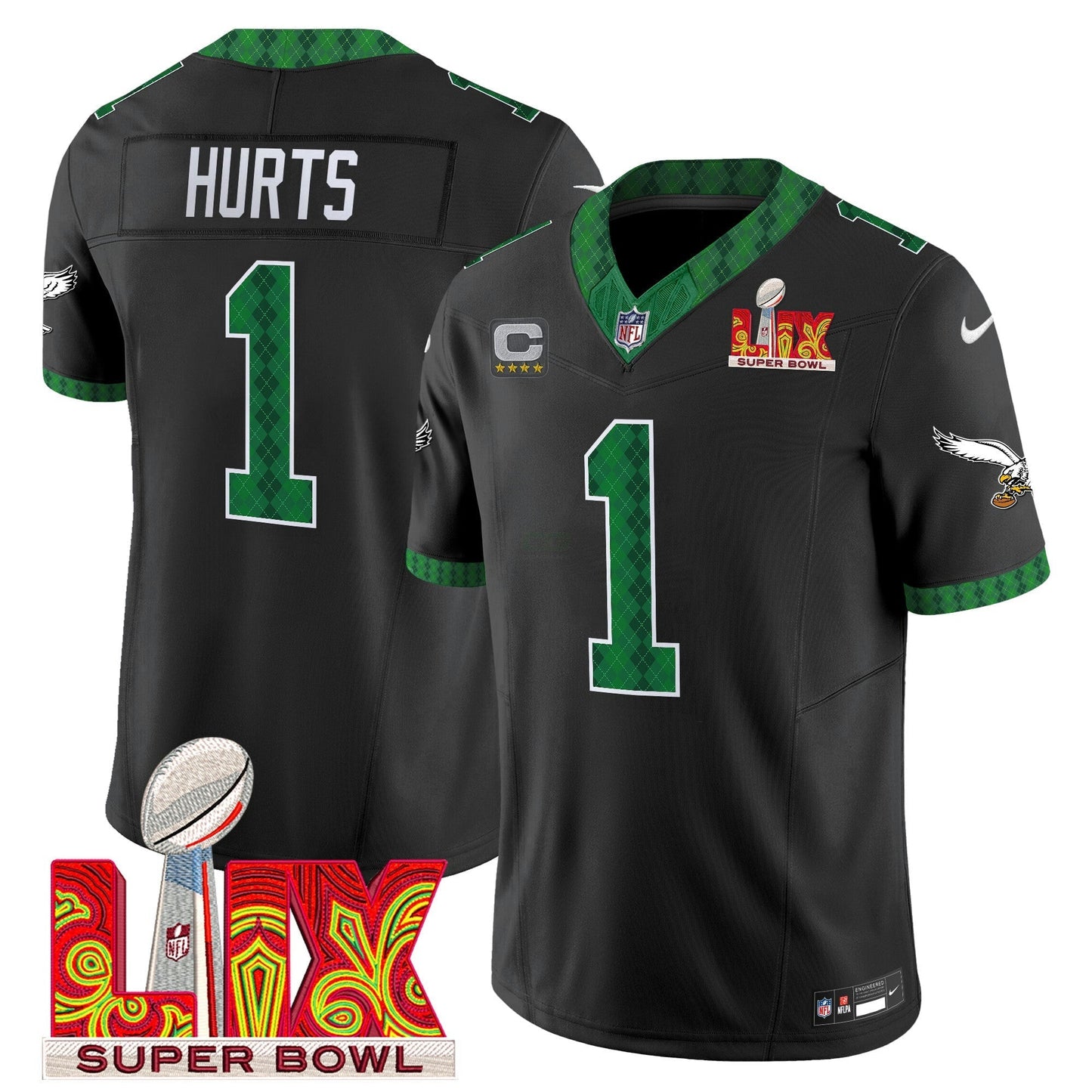 Camisa NFL Men’s Kelly Green St. Patrick’s Day Super Bowl LIX Patch Vapor Limited Jersey