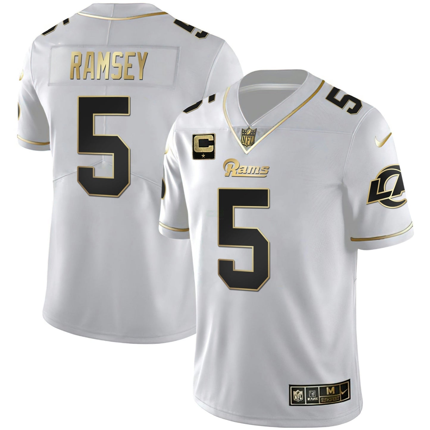 Camisa NFL Los Angeles Rams Men’s Los Angeles Branca Dourada & Preta Dourada Jersey