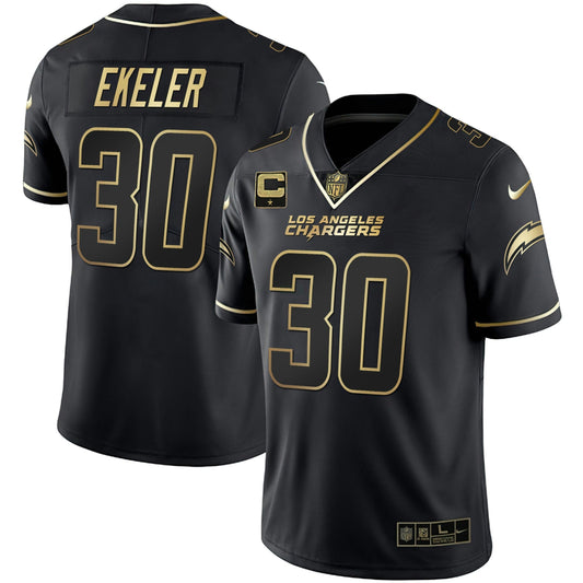 Camisa NFL Los Angeles Chargers Men’s Los Angeles Branca Dourada & Preta Dourada Jersey