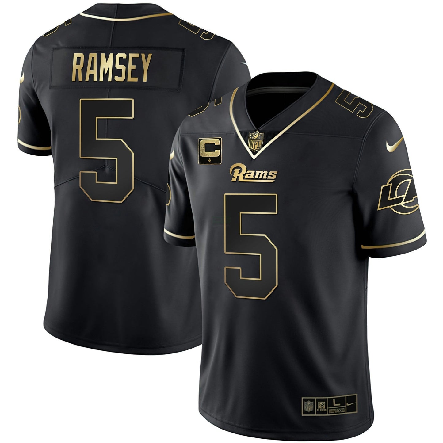 Camisa NFL Los Angeles Rams Men’s Los Angeles Branca Dourada & Preta Dourada Jersey