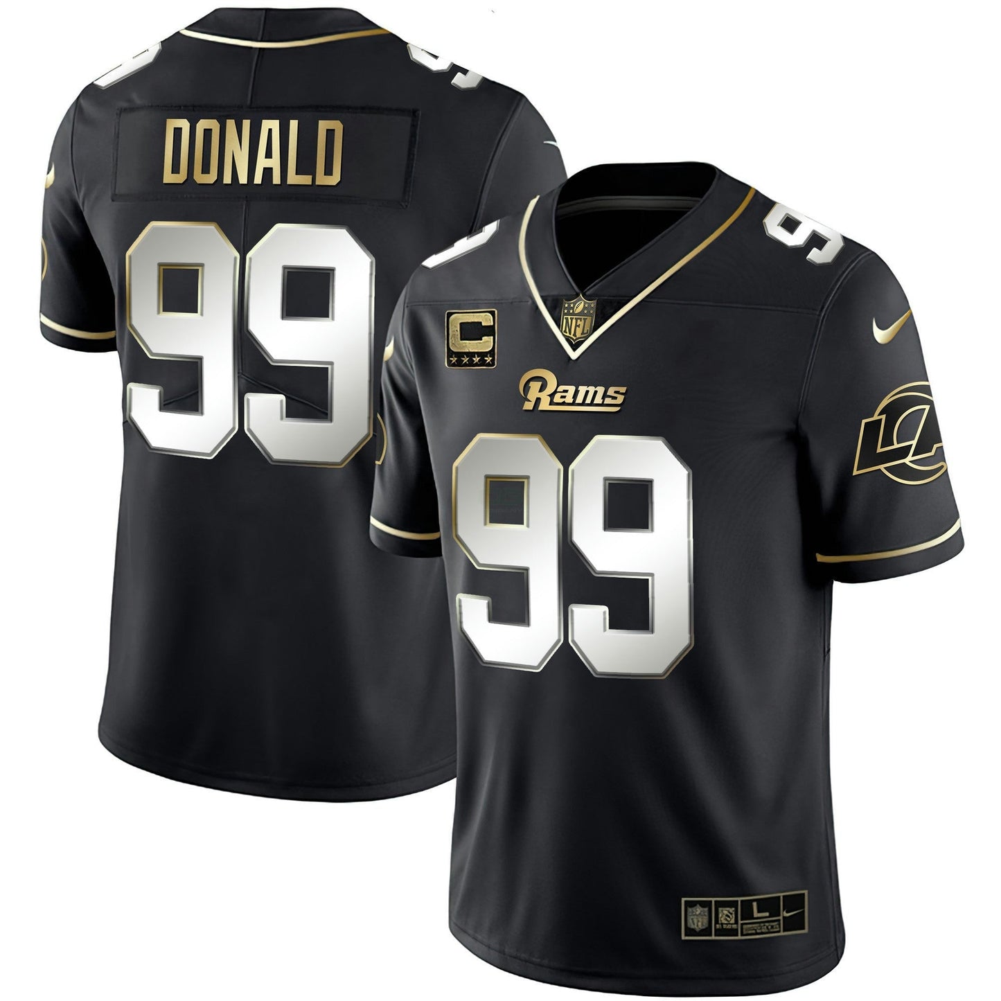 Camisa NFL Los Angeles Rams Men’s Los Angeles Branca Dourada & Preta Dourada Jersey