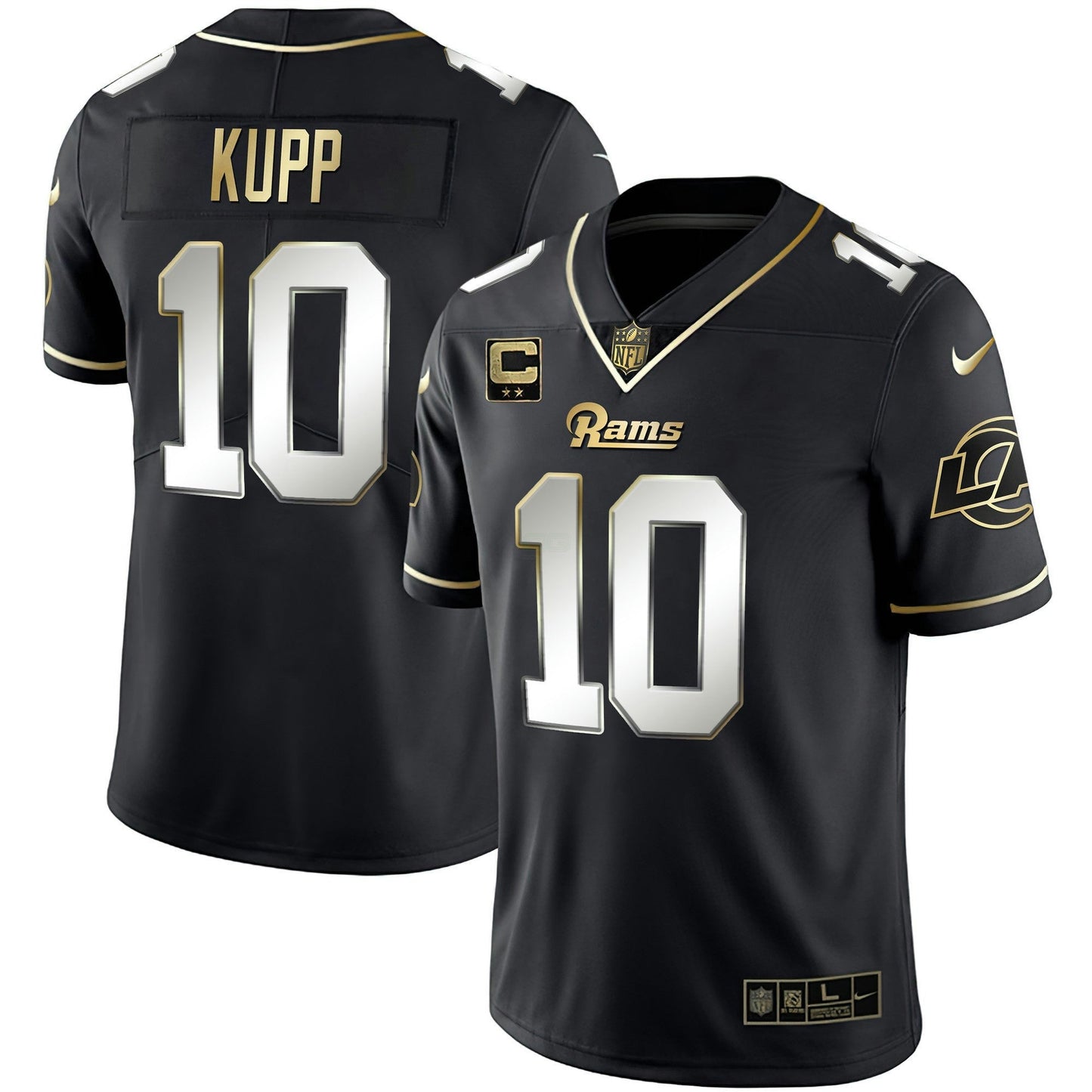 Camisa NFL Los Angeles Rams Men’s Los Angeles Branca Dourada & Preta Dourada Jersey