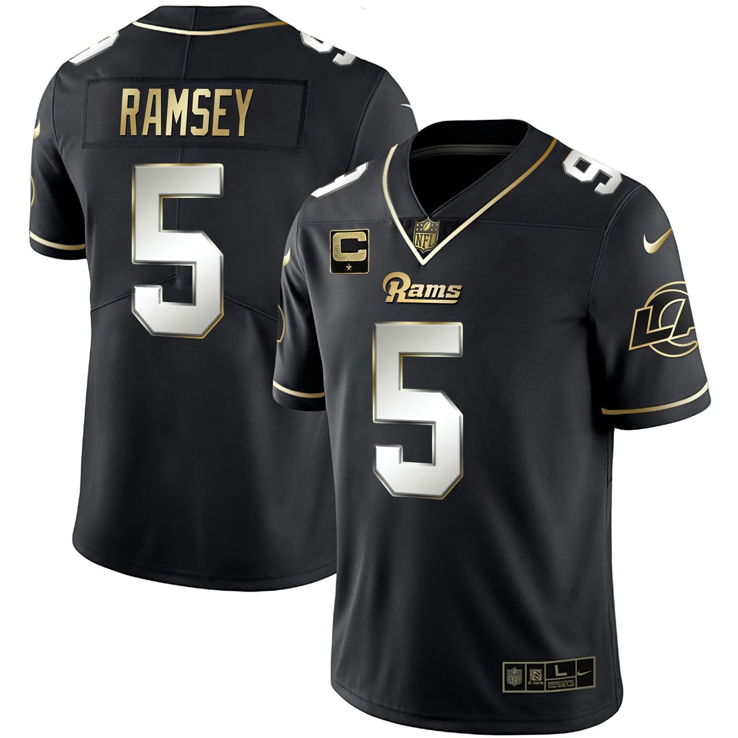 Camisa NFL Los Angeles Rams Men’s Los Angeles Branca Dourada & Preta Dourada Jersey