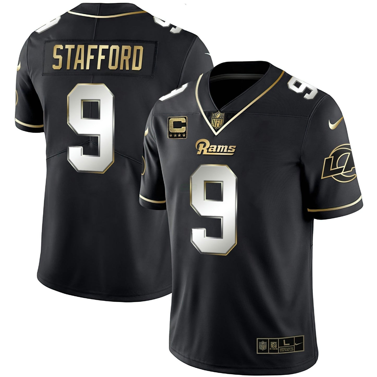 Camisa NFL Los Angeles Rams Men’s Los Angeles Branca Dourada & Preta Dourada Jersey