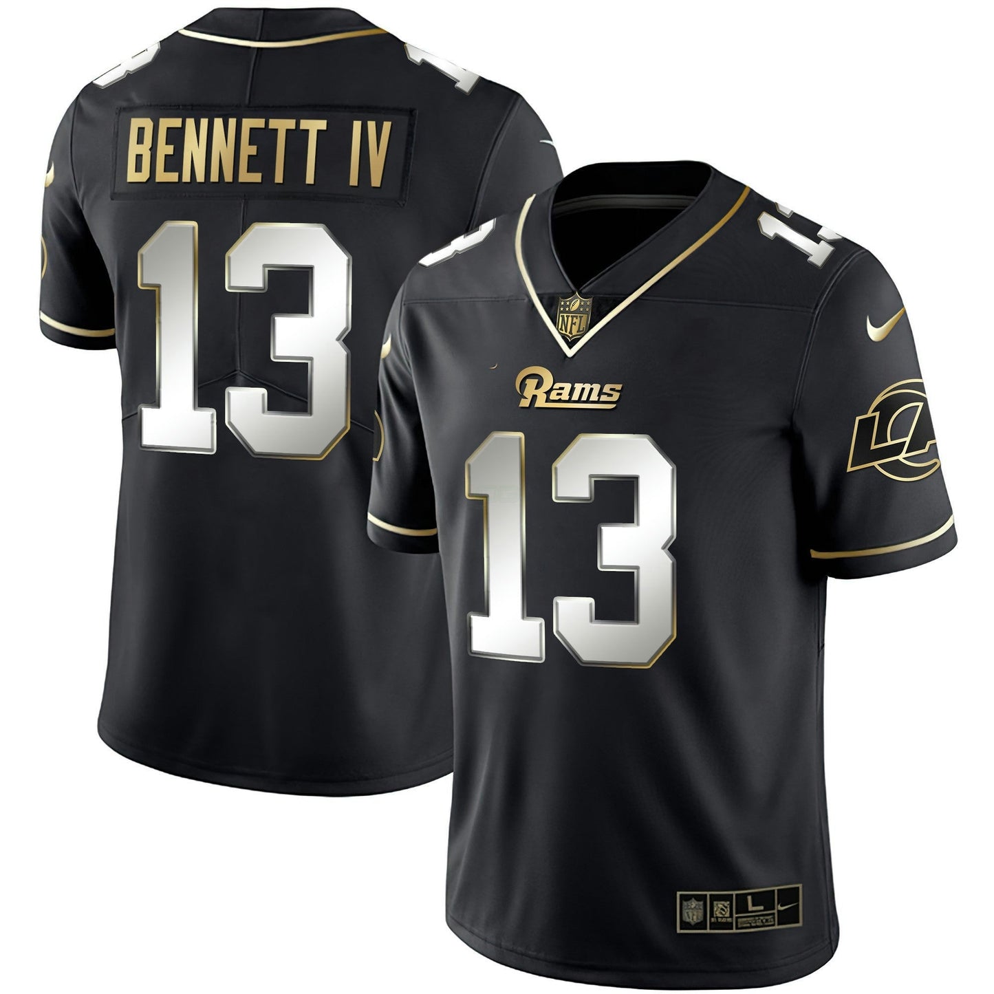 Camisa NFL Los Angeles Rams Men’s Los Angeles Branca Dourada & Preta Dourada Jersey
