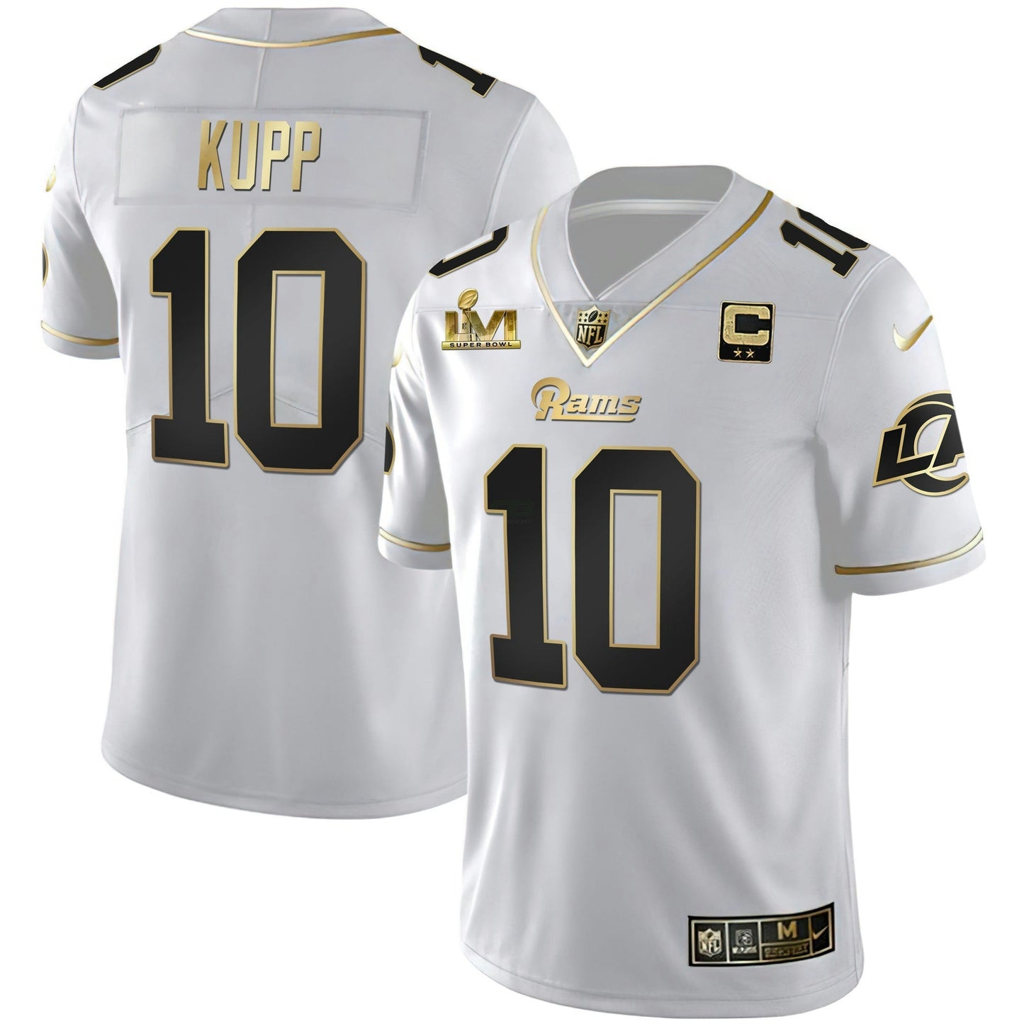 Camisa NFL Men’s Los Angeles Super Bowl LVI Branca Dourada & Preta Dourada Jersey
