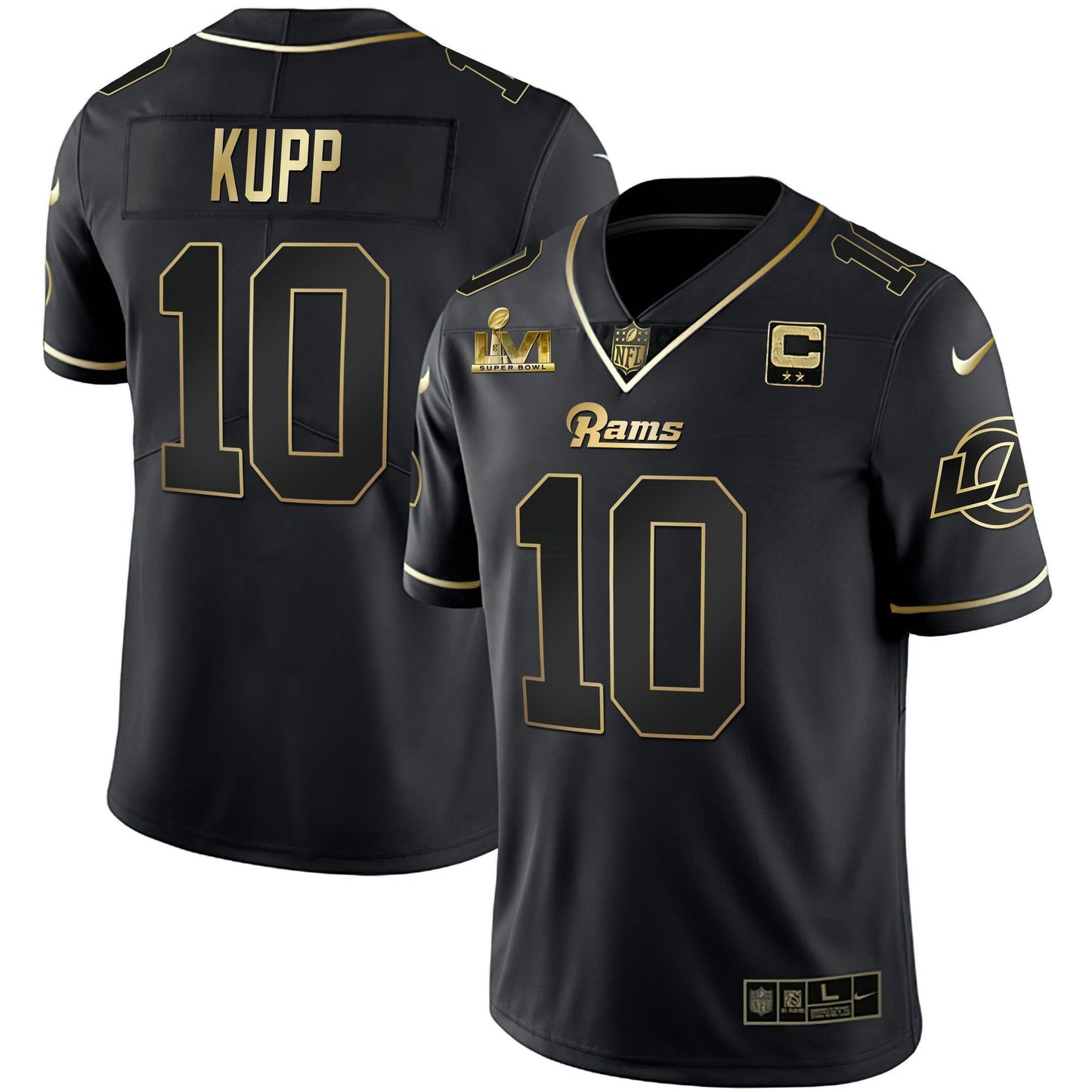 Camisa NFL Men’s Los Angeles Super Bowl LVI Branca Dourada & Preta Dourada Jersey