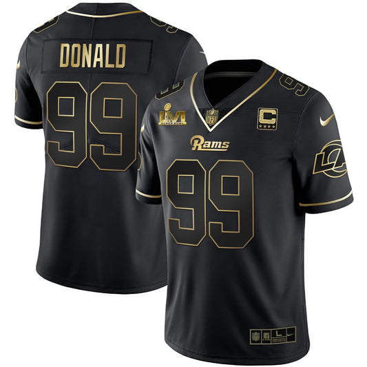 Camisa NFL Men’s Los Angeles Super Bowl LVI Branca Dourada & Preta Dourada Jersey