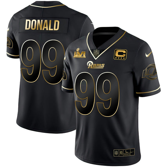 Camisa NFL Men’s Los Angeles Super Bowl LVI Preta Dourada Jersey