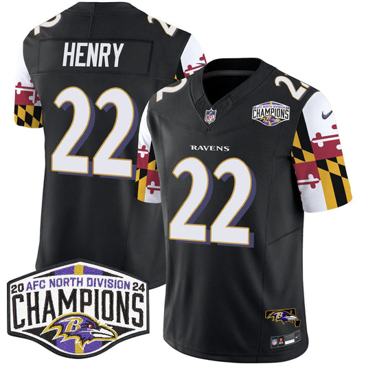 Camisa NFL Men’s Maryland Flag 2024 AFC North Division Champions Patch Vapor Limited Jersey