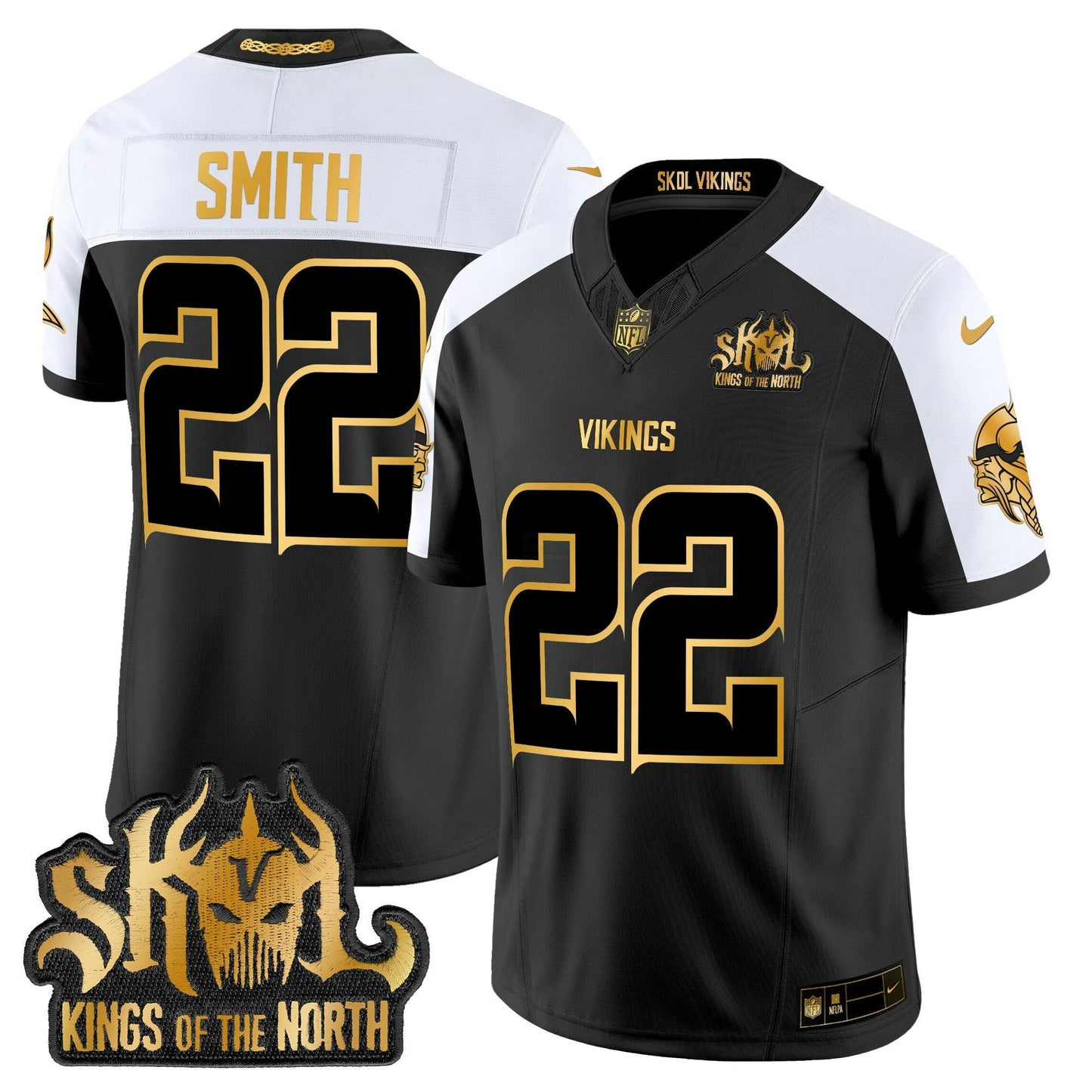 Camisa NFL Men’s Minnesota 2024 Winter Warrior Skol Patch Dourada Vapor Limited Jersey
