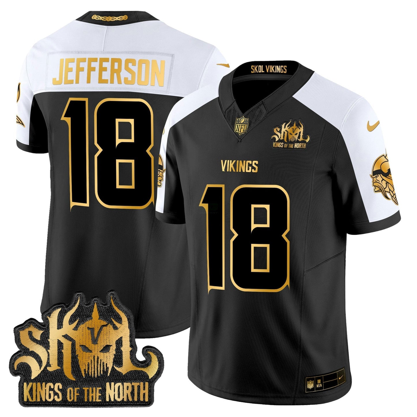 Camisa NFL Men’s Minnesota 2024 Winter Warrior Skol Patch Dourada Vapor Limited Jersey